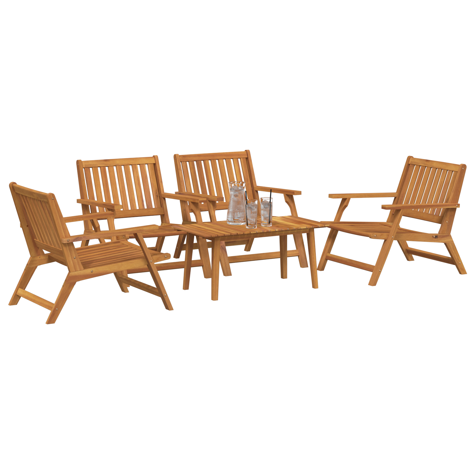 Garden Chairs with Table 5 pcs Solid Wood Acacia - Image 3