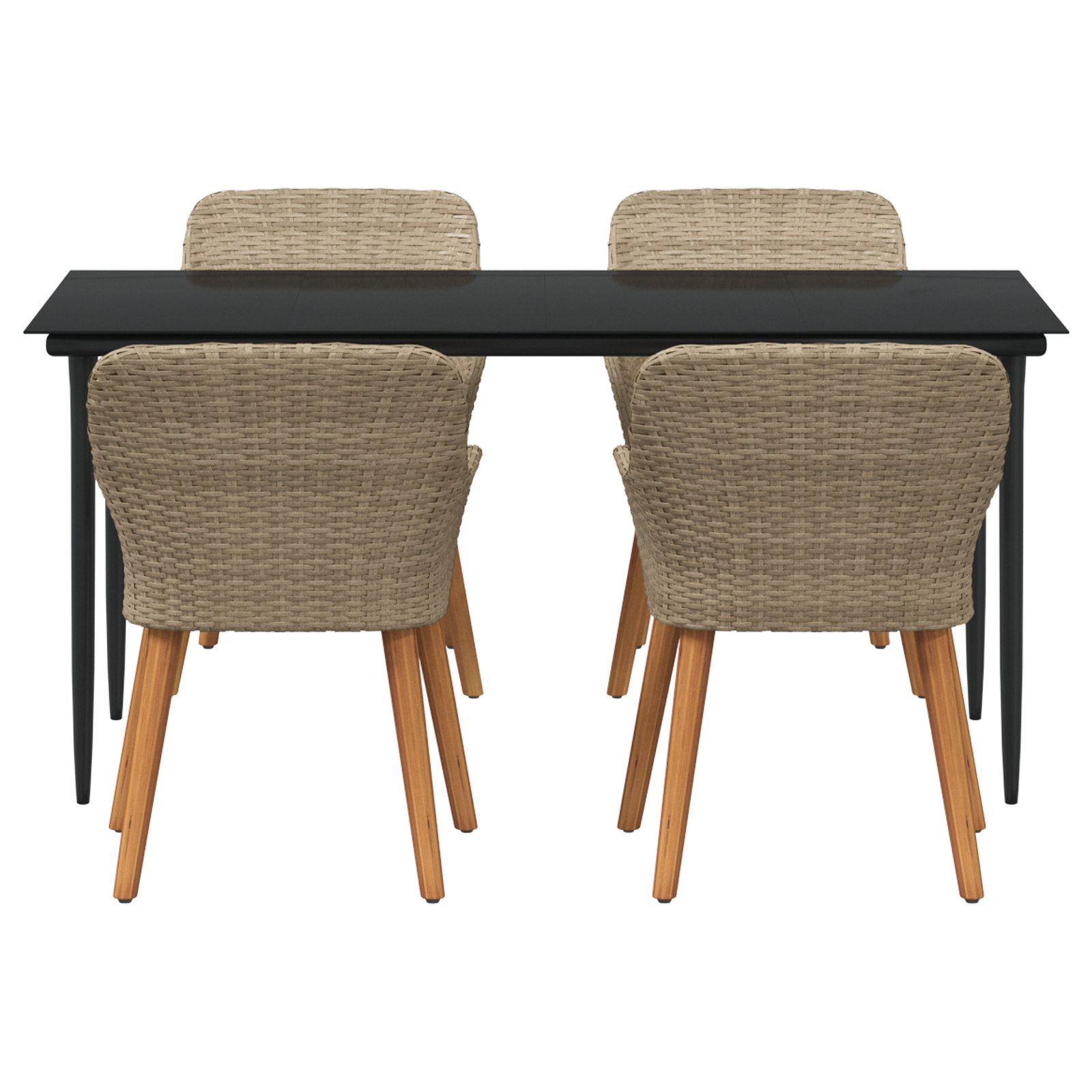 5 Piece Garden Dining Set Beige Poly Rattan - Image 8