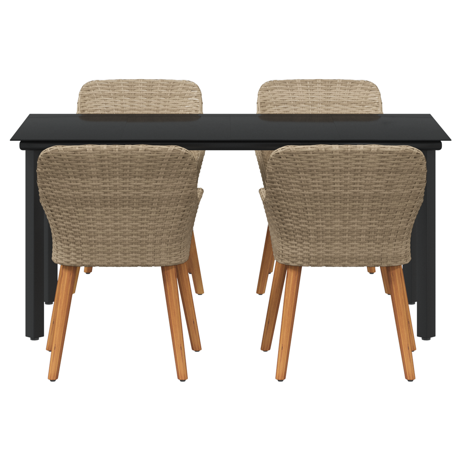 5 Piece Garden Dining Set Beige Poly Rattan - Image 8