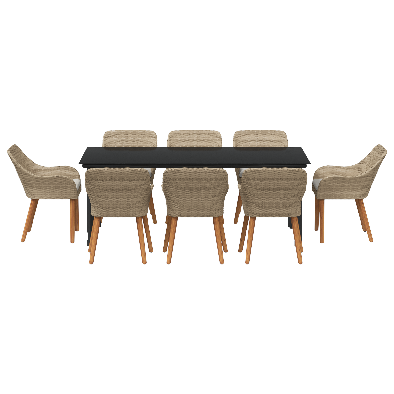9 Piece Garden Dining Set Beige Poly Rattan - Image 8