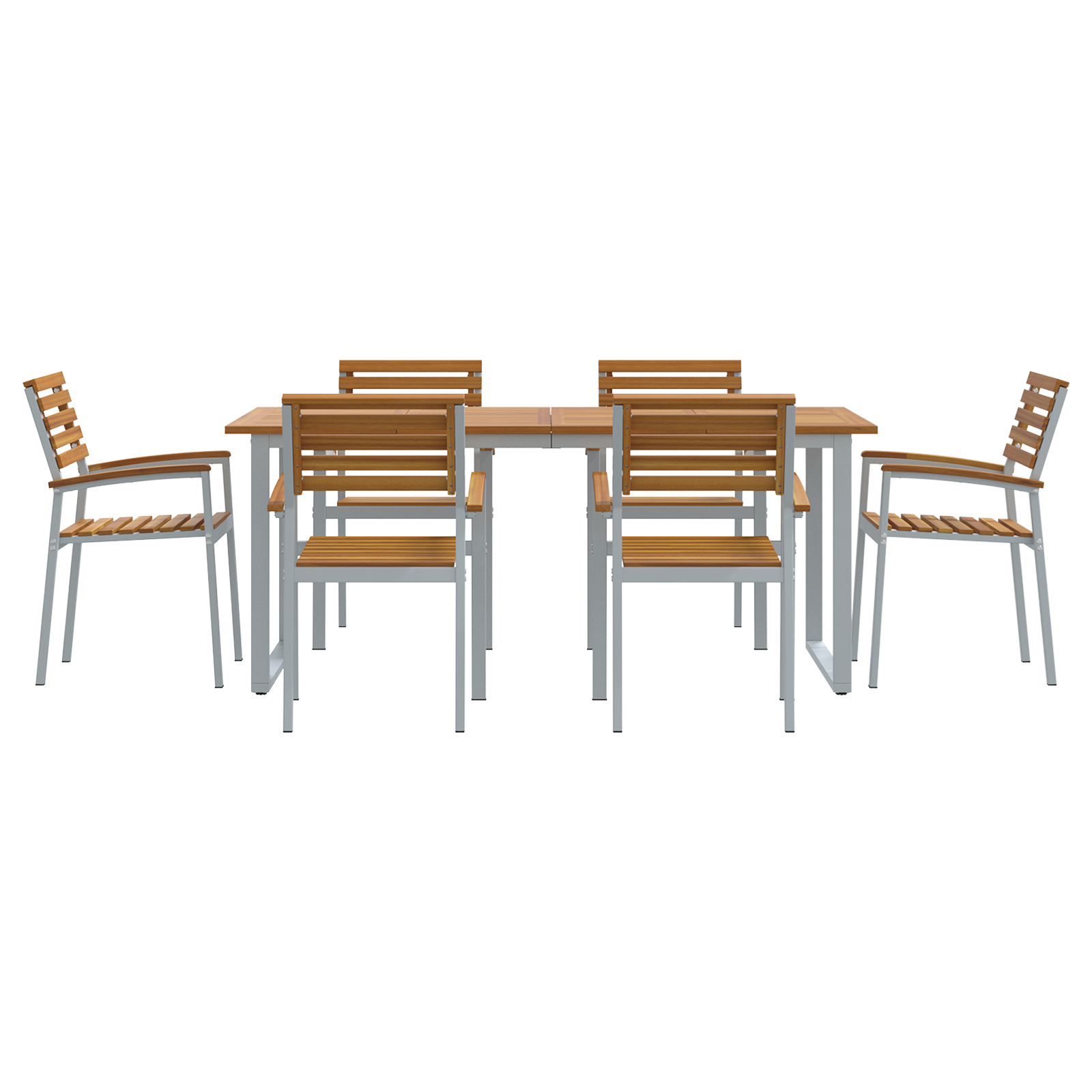 7 Piece Garden Dining Set Solid Wood Acacia and Metal - Image 7