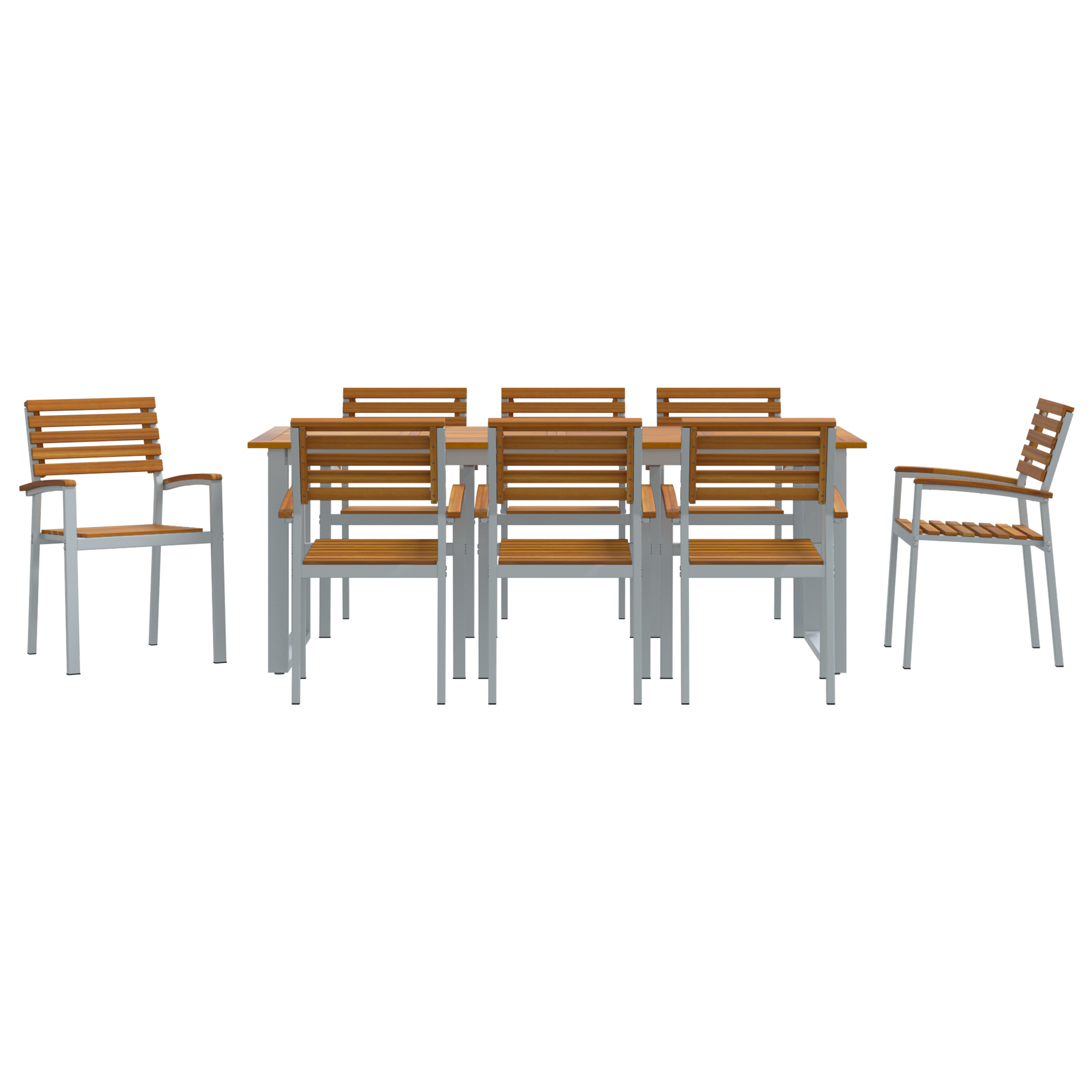 9 Piece Garden Dining Set Solid Wood Acacia and Metal - Image 7
