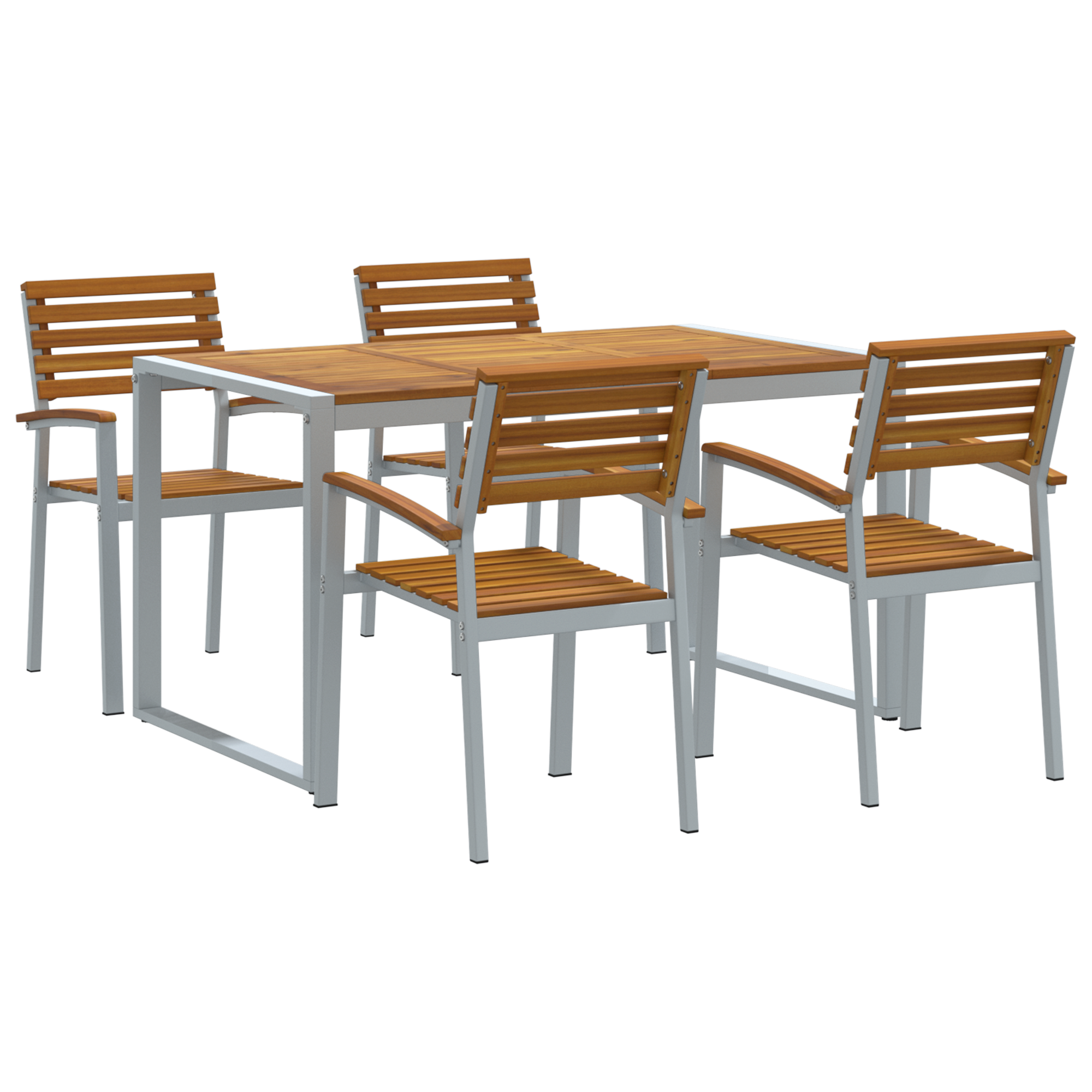 5 Piece Garden Dining Set Solid Wood Acacia and Metal - Image 2