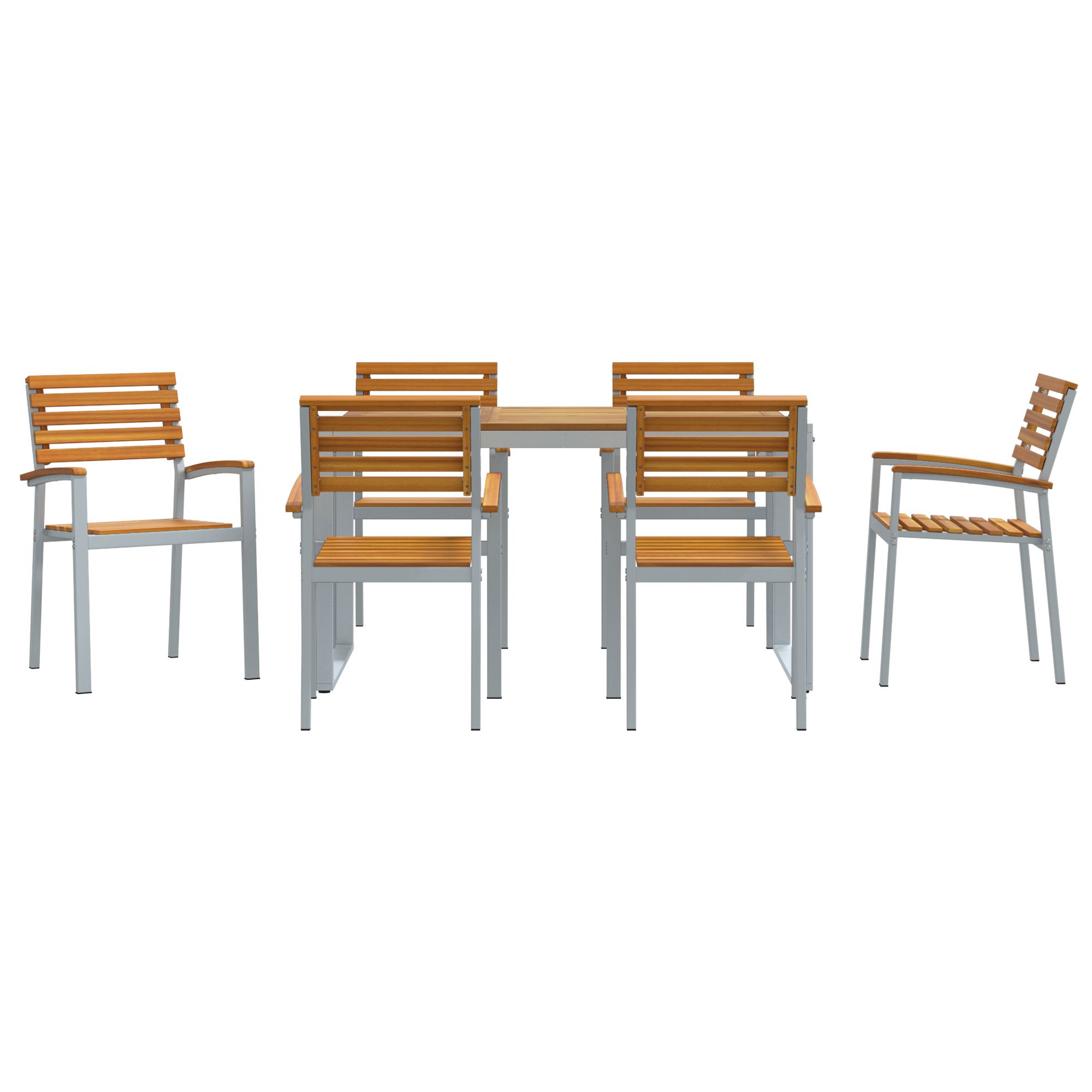 7 Piece Garden Dining Set Solid Wood Acacia and Metal - Image 7