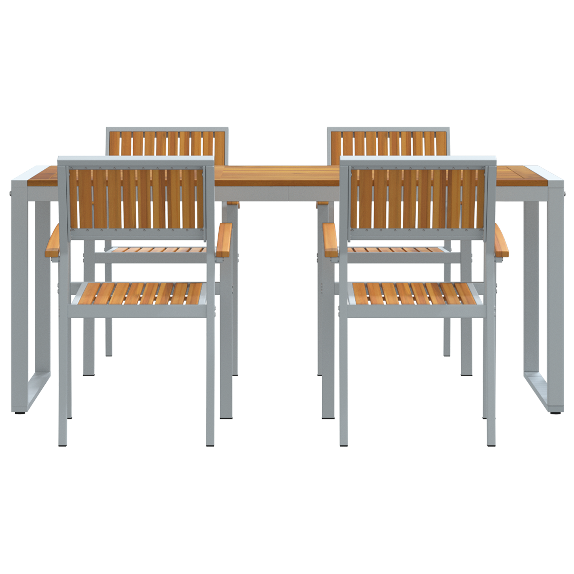 5 Piece Garden Dining Set Solid Wood Acacia and Metal - Image 7