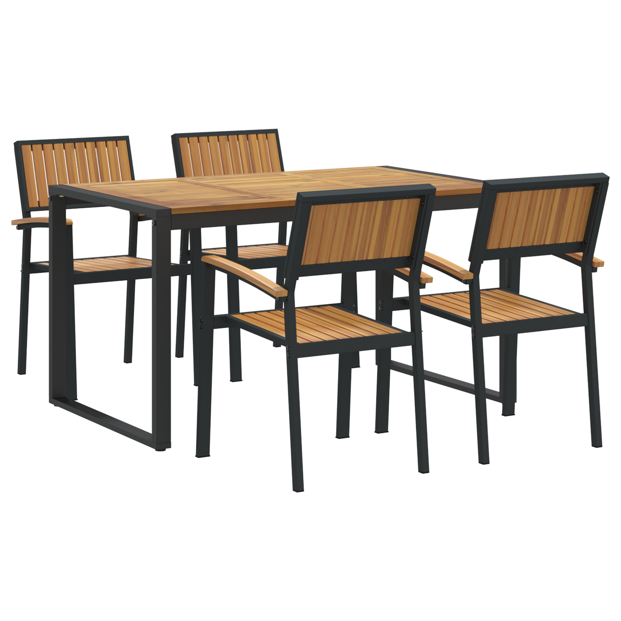 5 Piece Garden Dining Set Solid Wood Acacia and Metal - Image 2