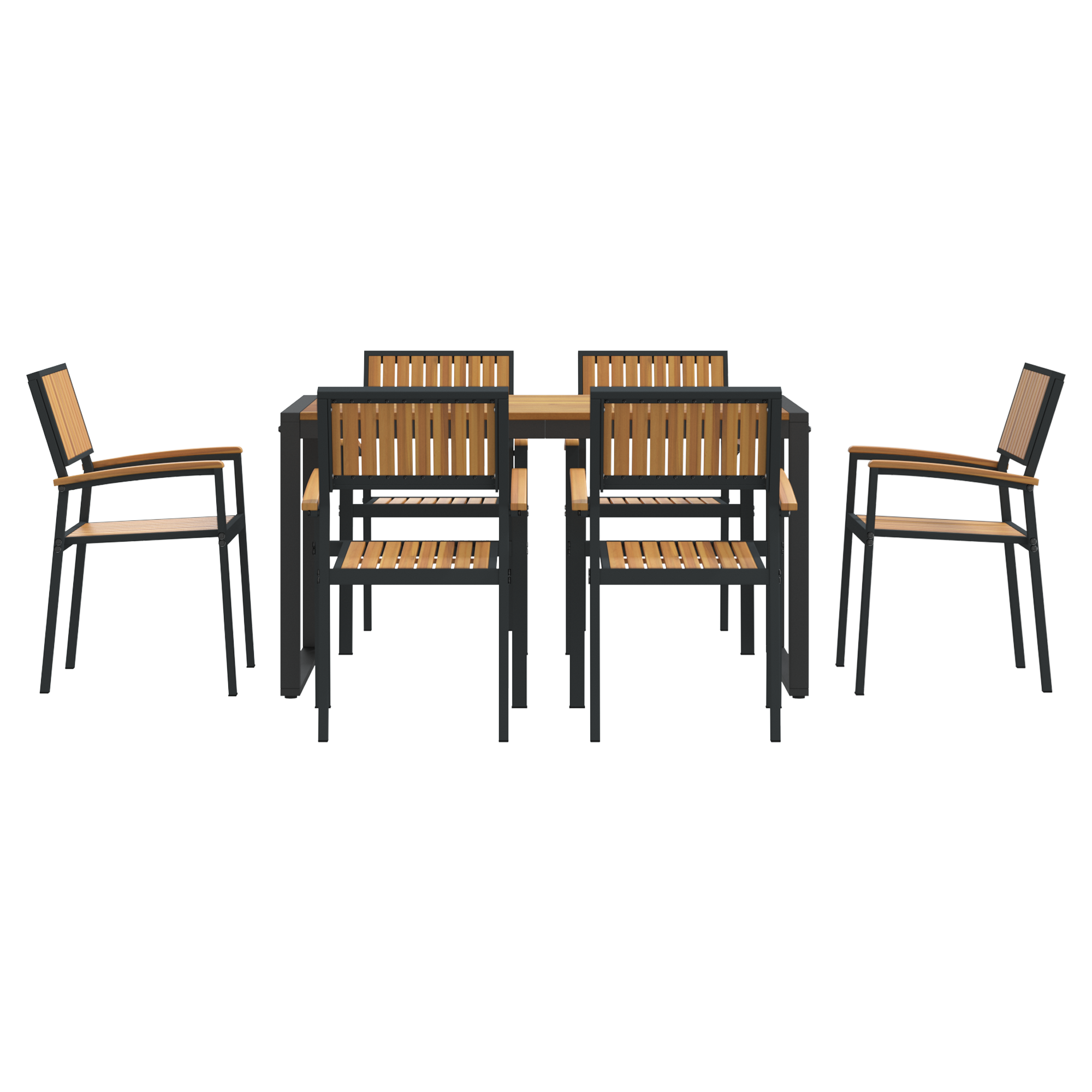 7 Piece Garden Dining Set Solid Wood Acacia and Metal - Image 7