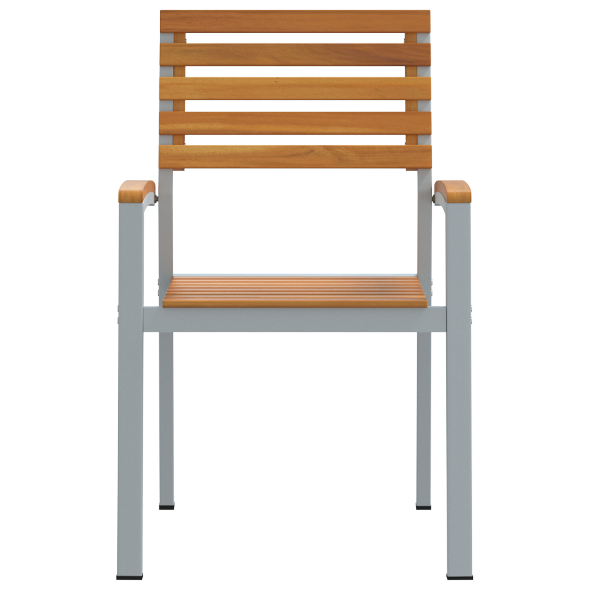 Stackable Garden Chairs 6 pcs Solid Wood Acacia and Metal - Image 5