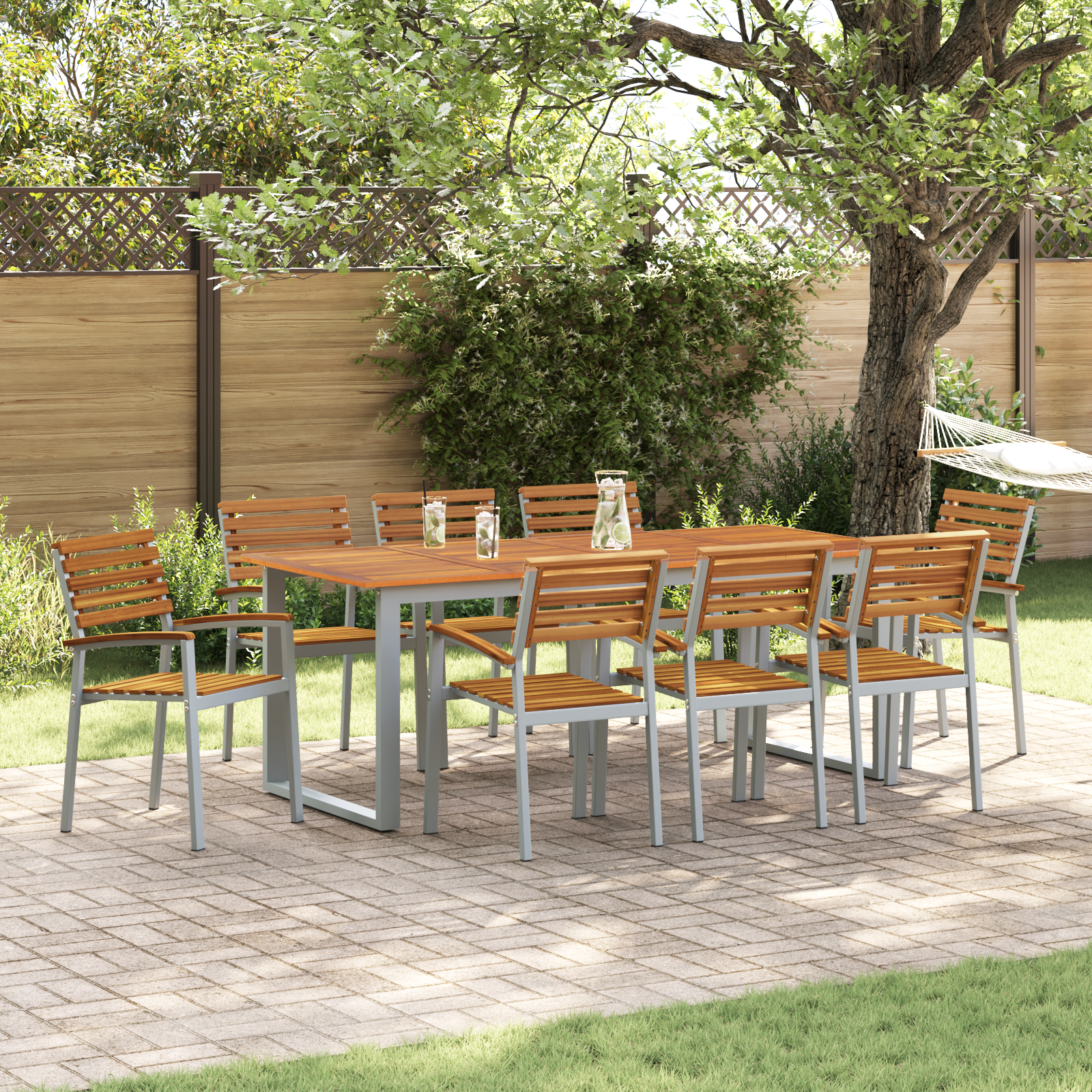 Stapelbare Tu Stoelen 8 stks Massief Hout Acacia en Metaal
