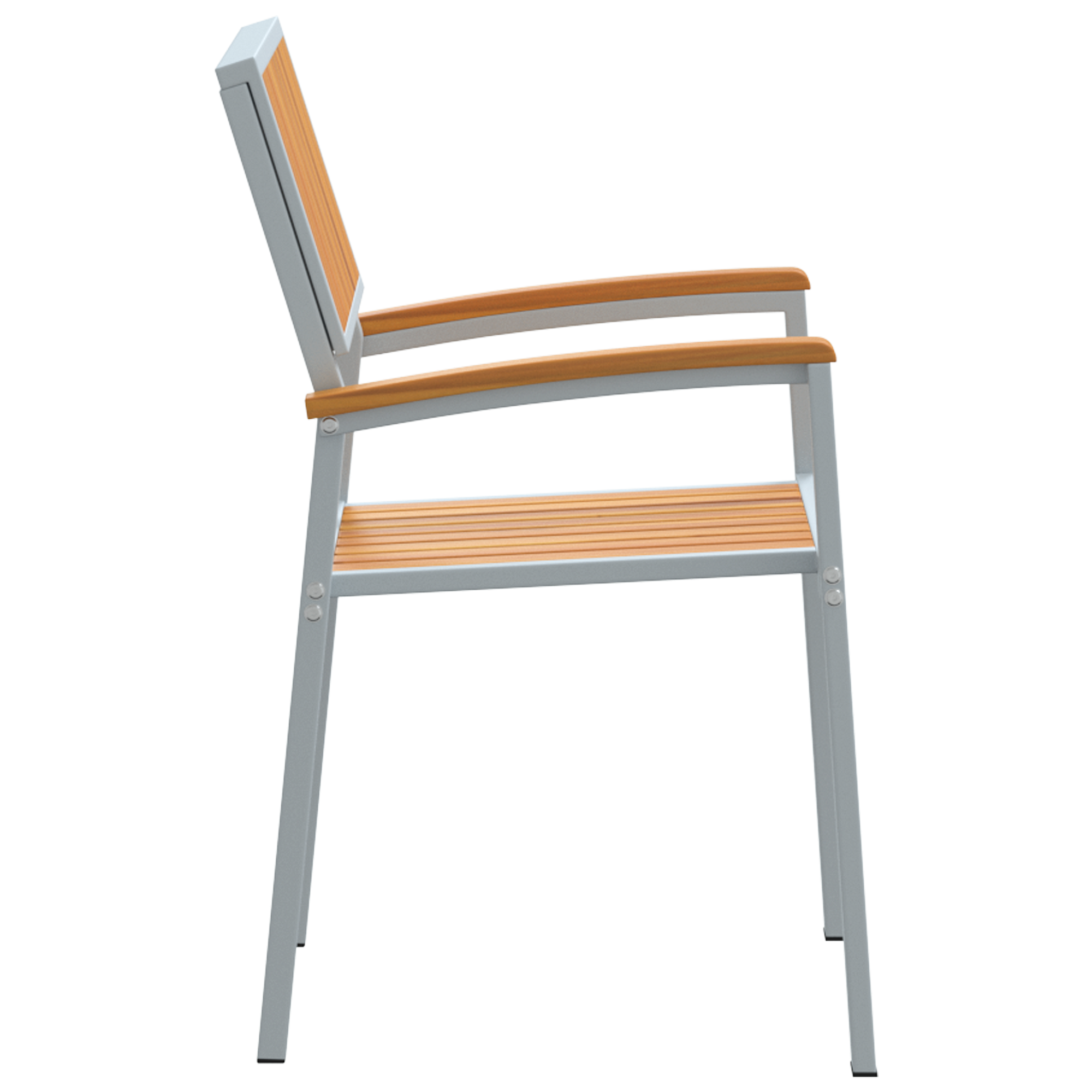 Stacking Garden Chairs 6 pcs Grey Steel and Solid Wood Acacia - Image 6