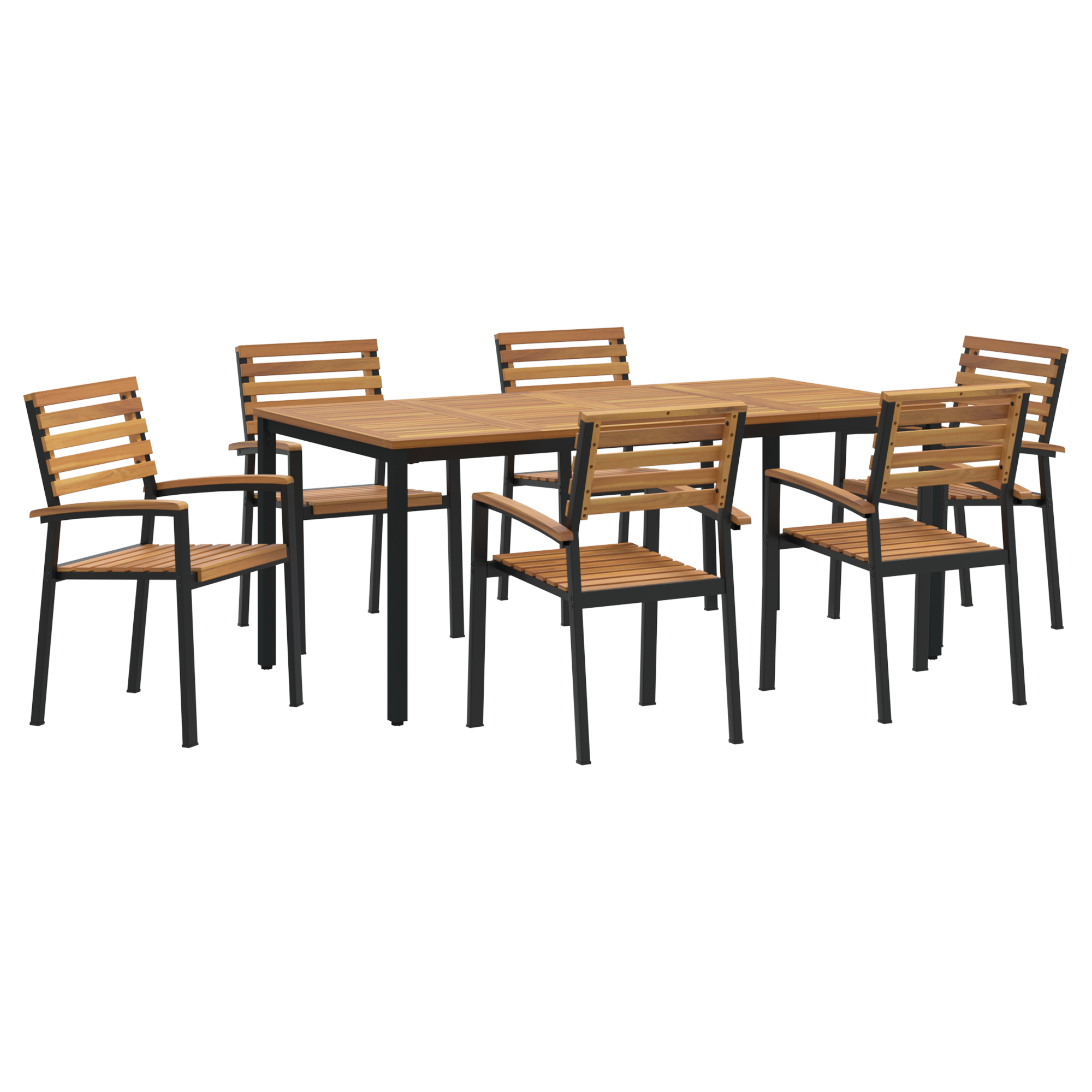 7 Delt Hagemøbler Sett Solid Tre Akasie og Metall - Bilde 2