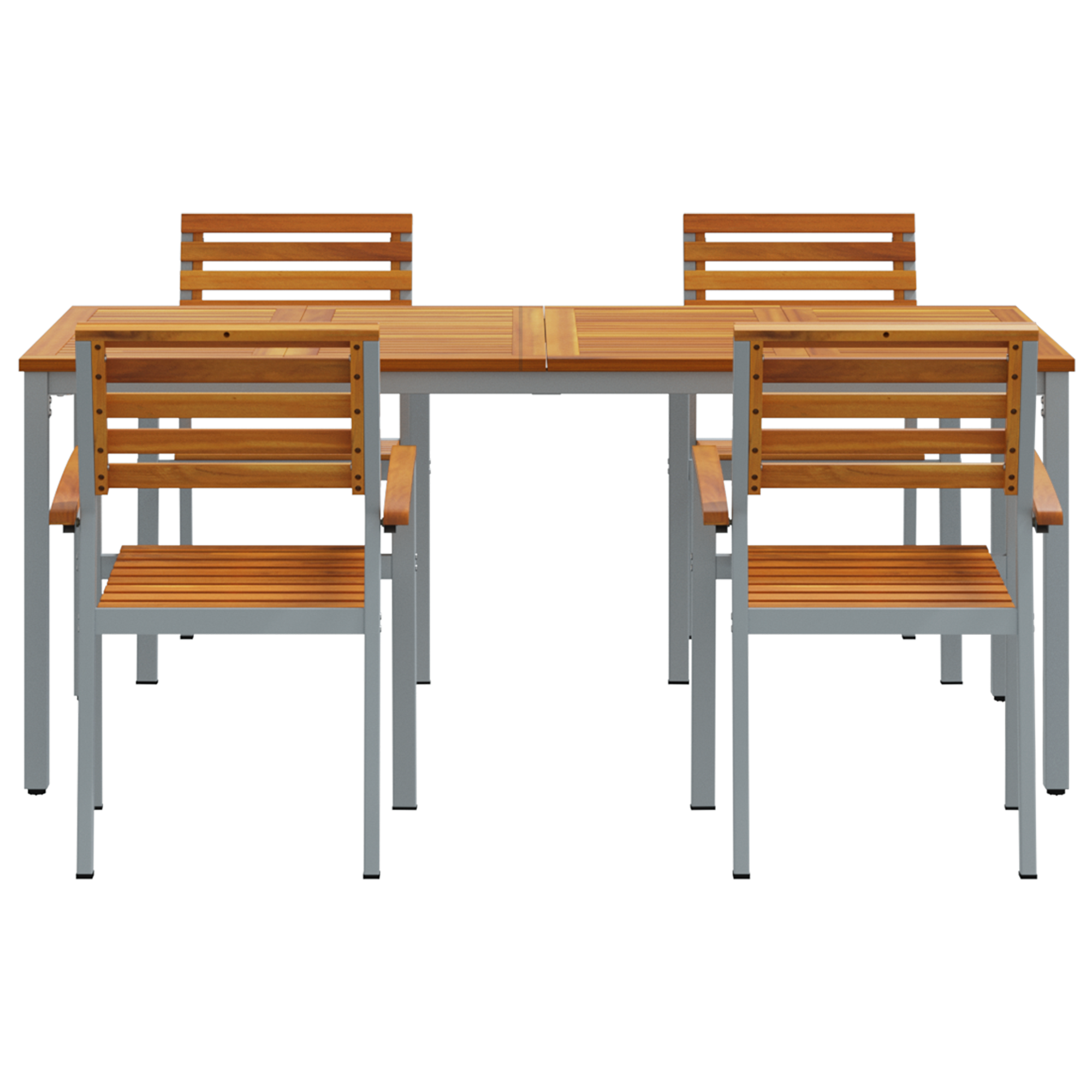 5 Piece Garden Dining Set Solid Wood Acacia and Metal - Image 7