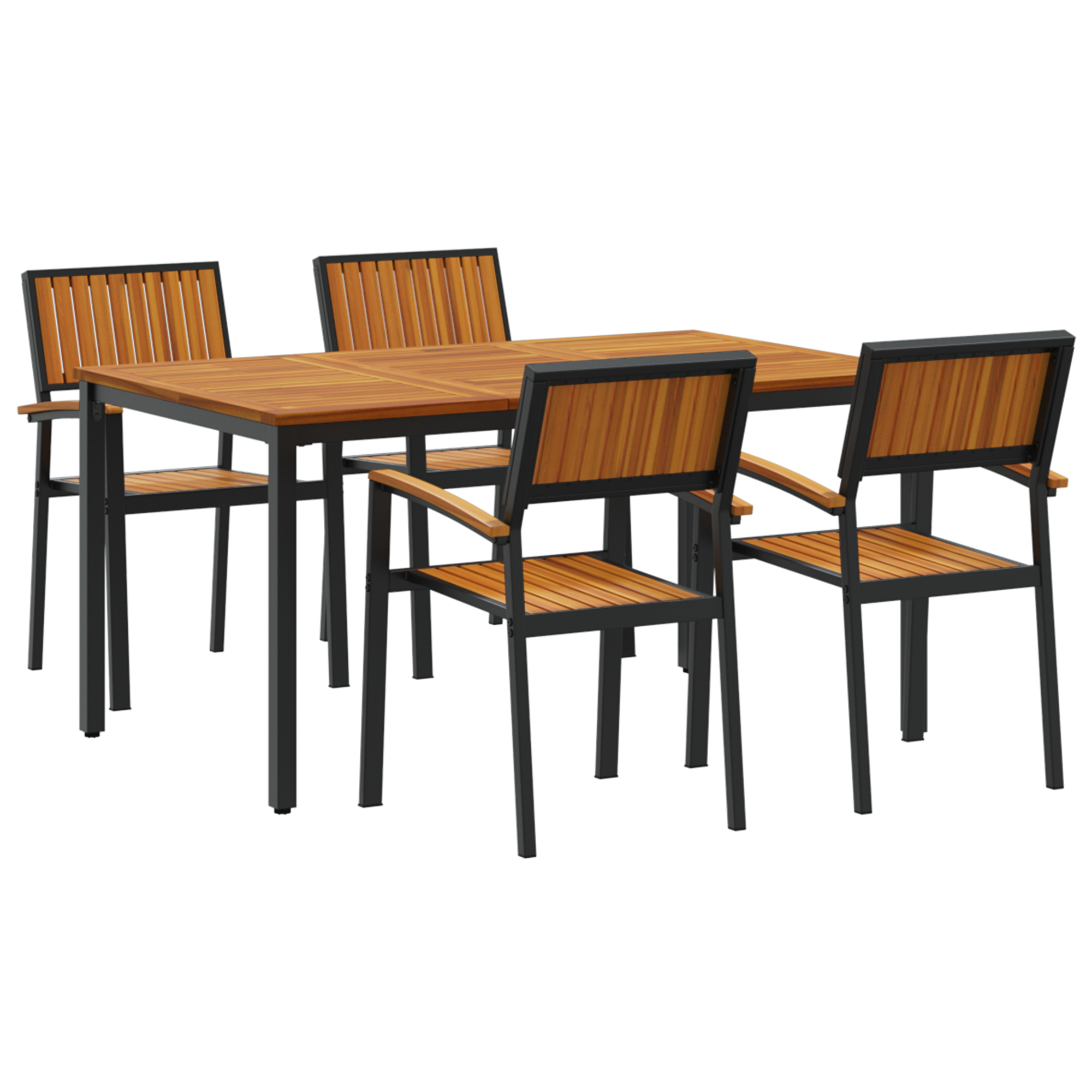 5 Piece Garden Dining Set Solid Wood Acacia and Metal - Image 2