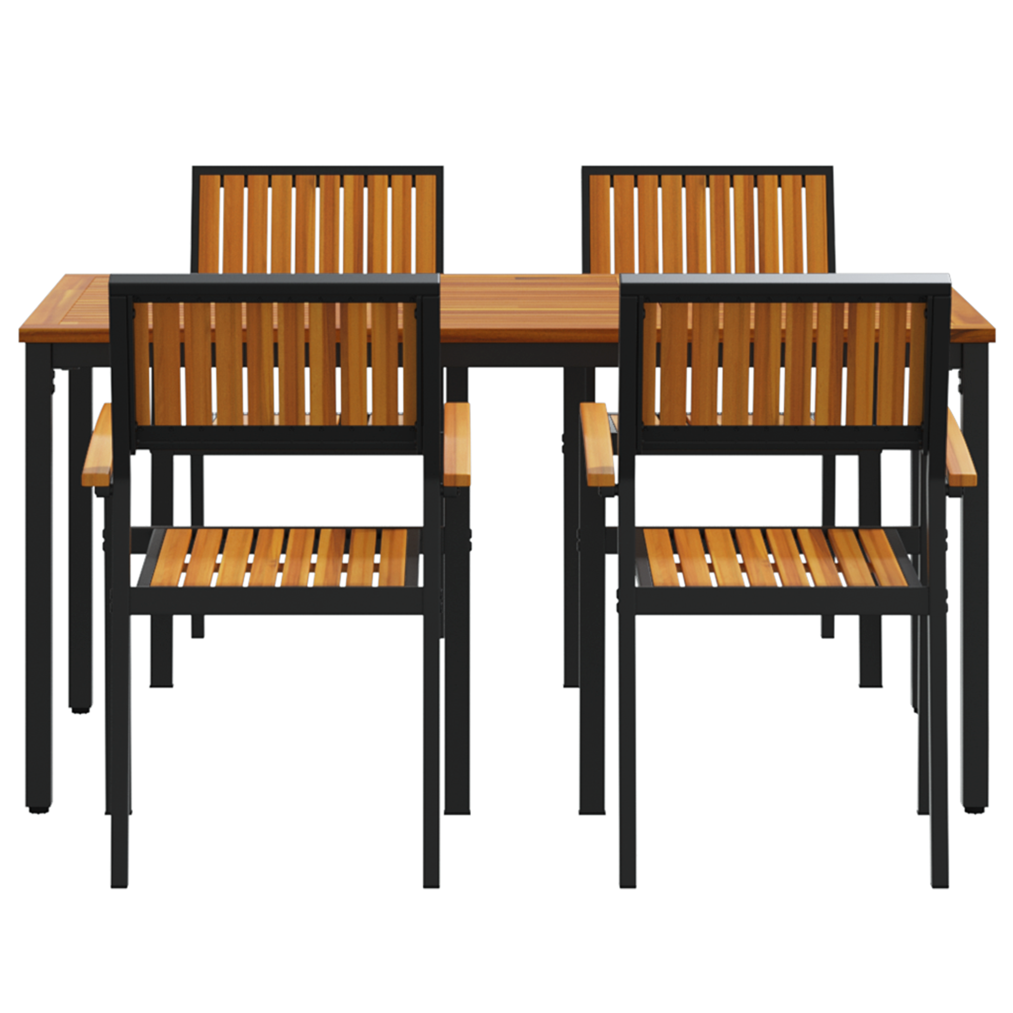 5 Piece Garden Dining Set Solid Wood Acacia and Metal - Image 7