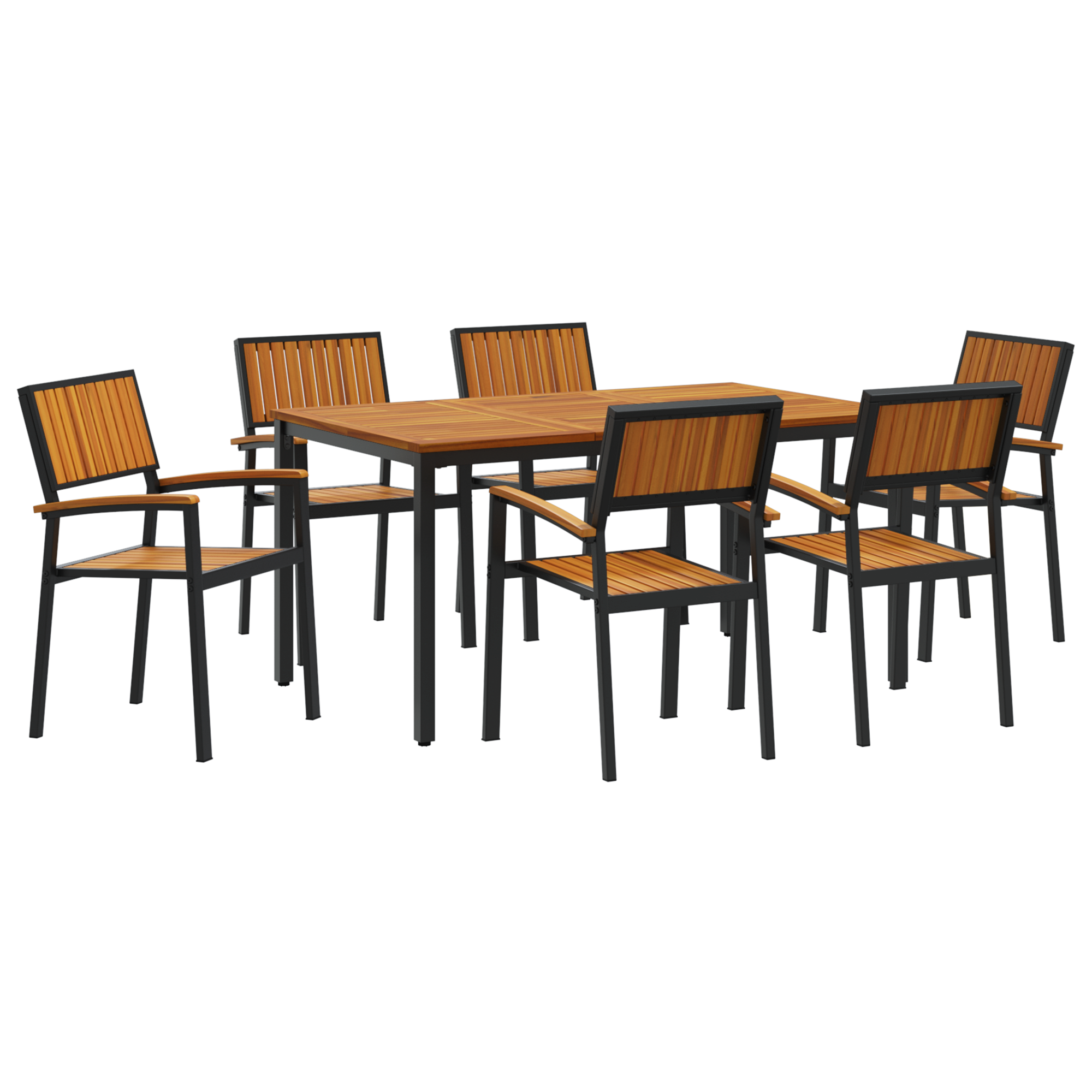 7 Piece Garden Dining Set Solid Wood Acacia and Metal - Image 2