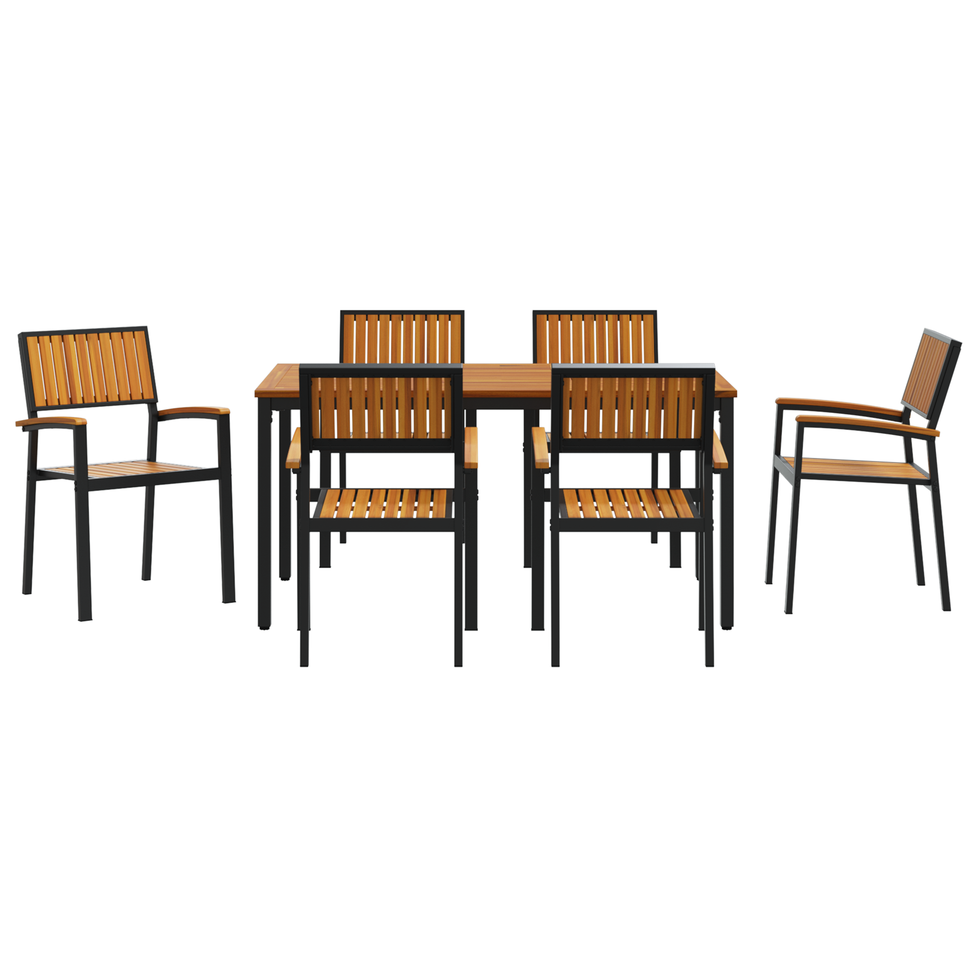 7 Piece Garden Dining Set Solid Wood Acacia and Metal - Image 7