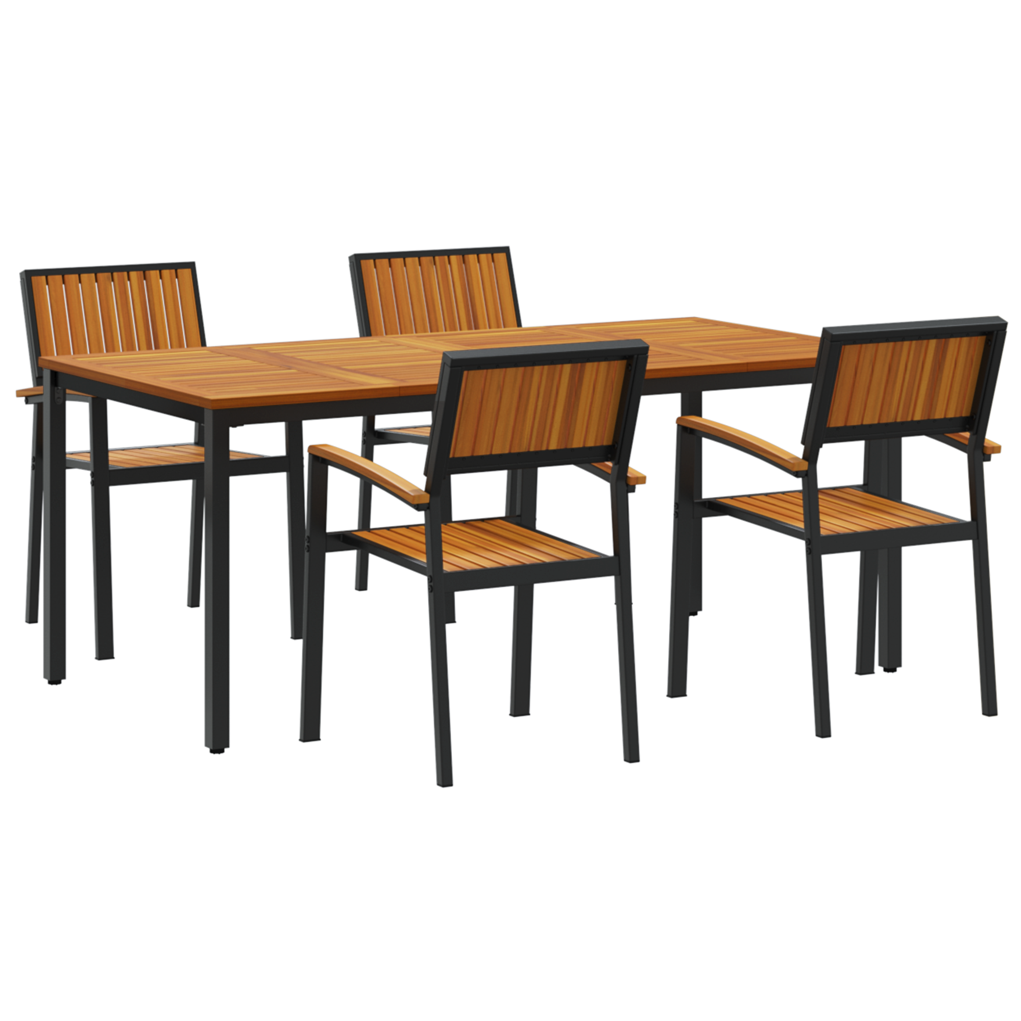 5 Piece Garden Dining Set Solid Wood Acacia and Metal - Image 2