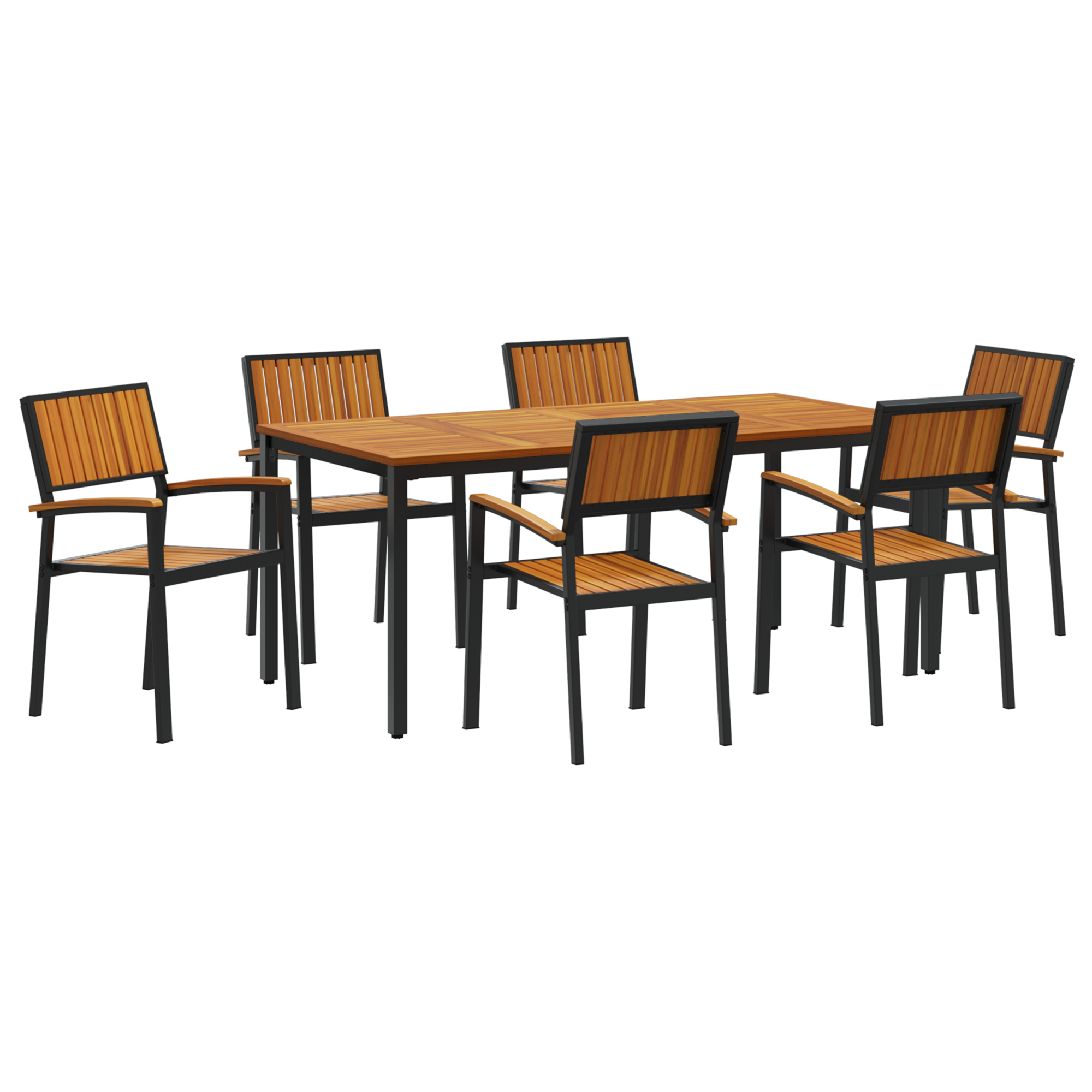 7 Piece Garden Dining Set Solid Wood Acacia and Metal - Image 2