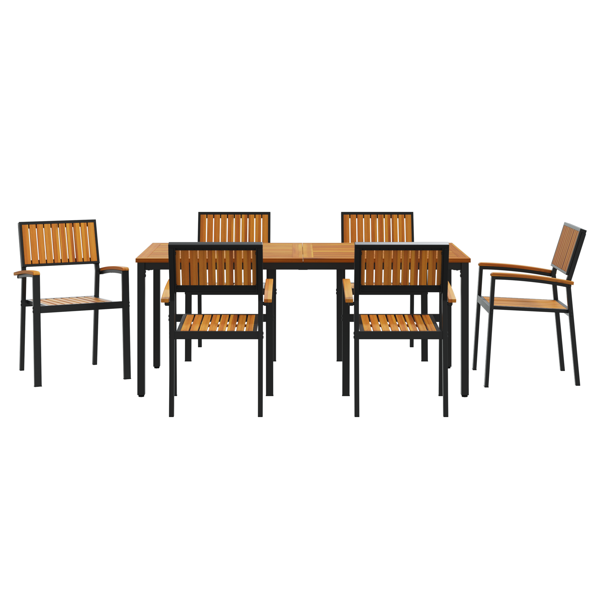 7 Piece Garden Dining Set Solid Wood Acacia and Metal - Image 7