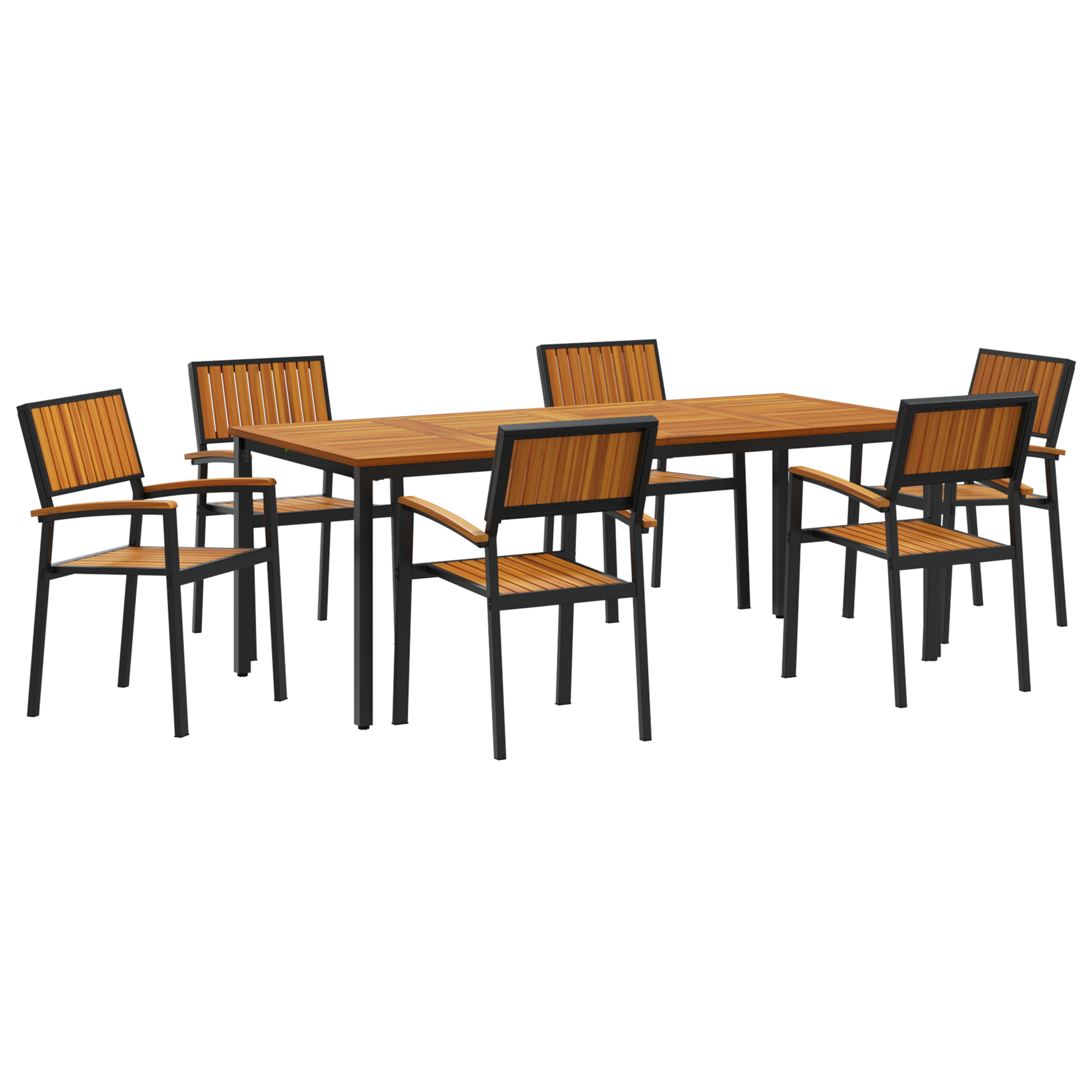 7 Piece Garden Dining Set Solid Wood Acacia and Metal - Image 2
