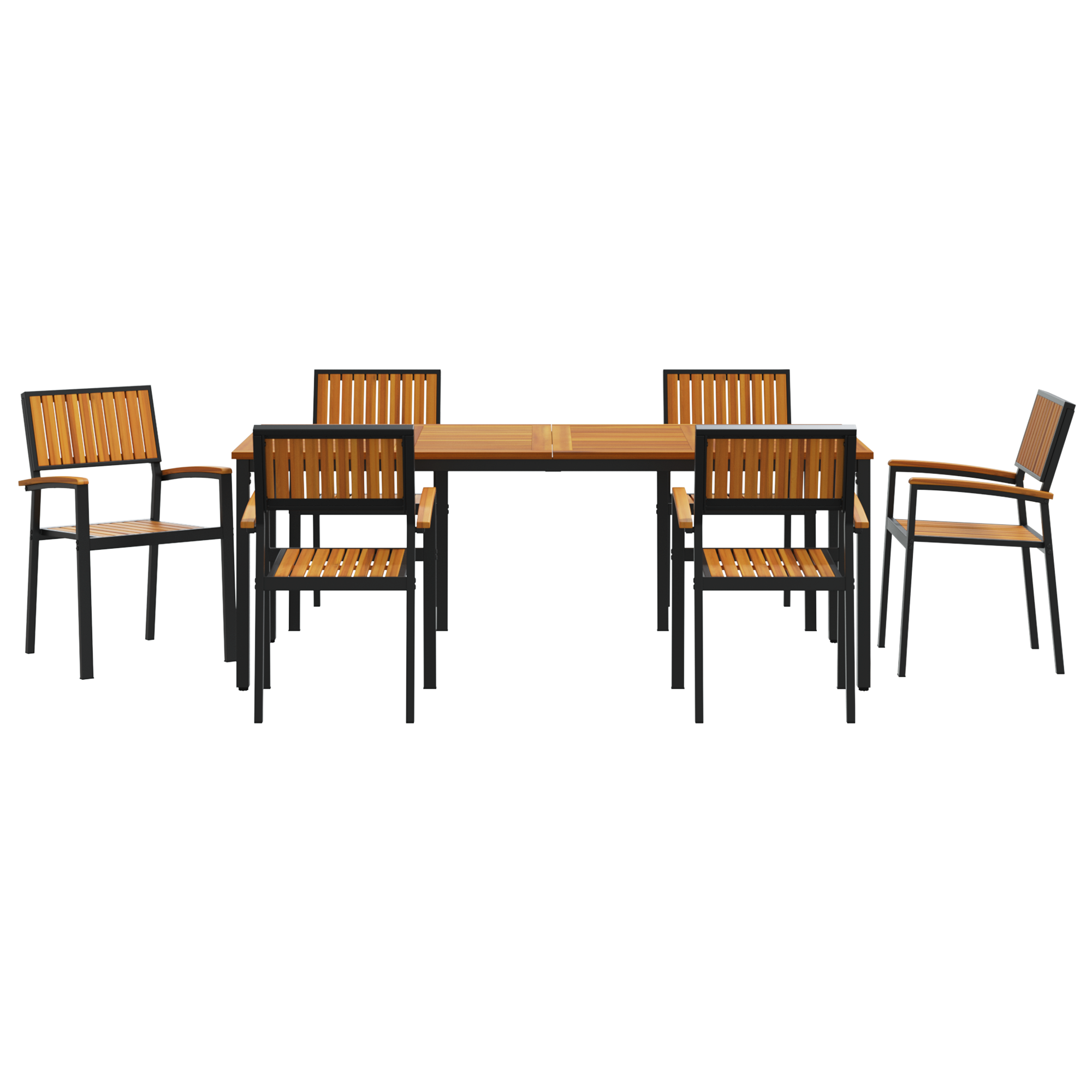 7 Piece Garden Dining Set Solid Wood Acacia and Metal - Image 7
