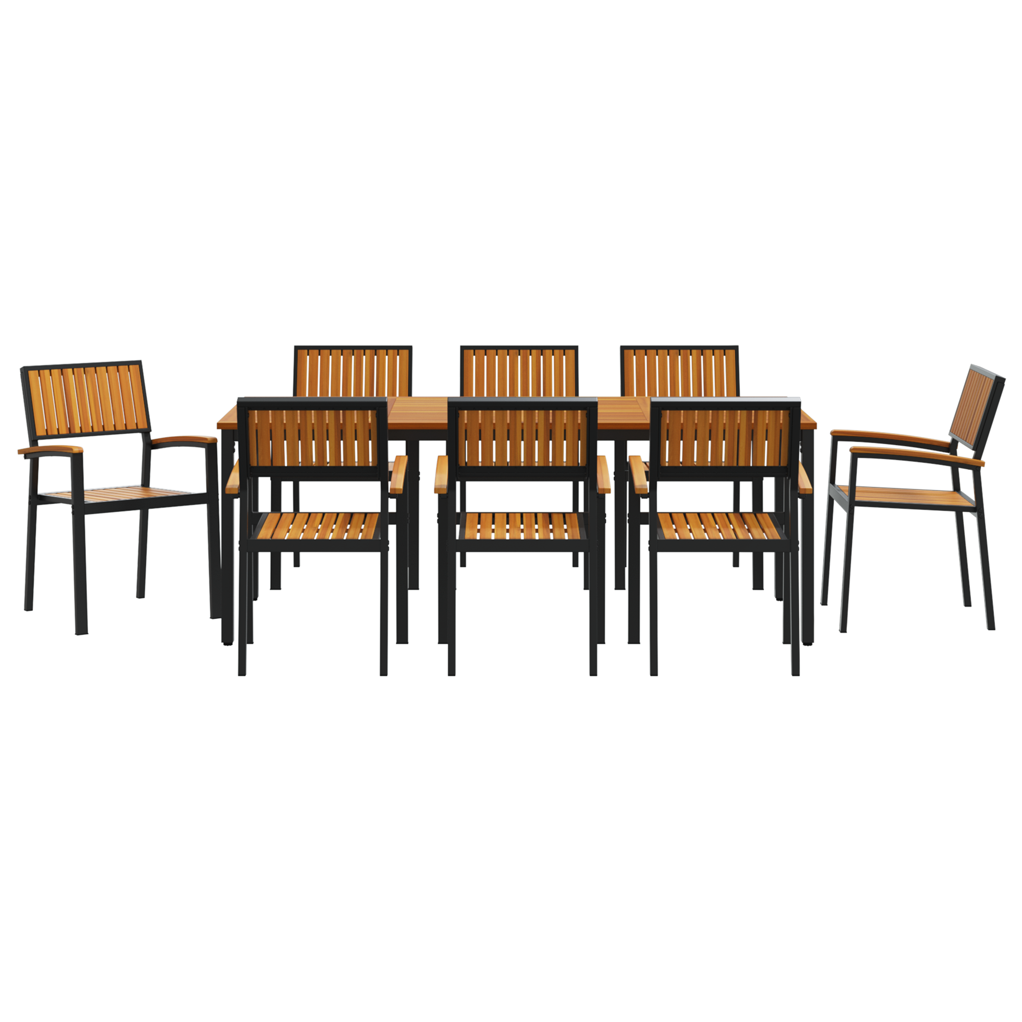 9 Piece Garden Dining Set Solid Wood Acacia and Metal - Image 7