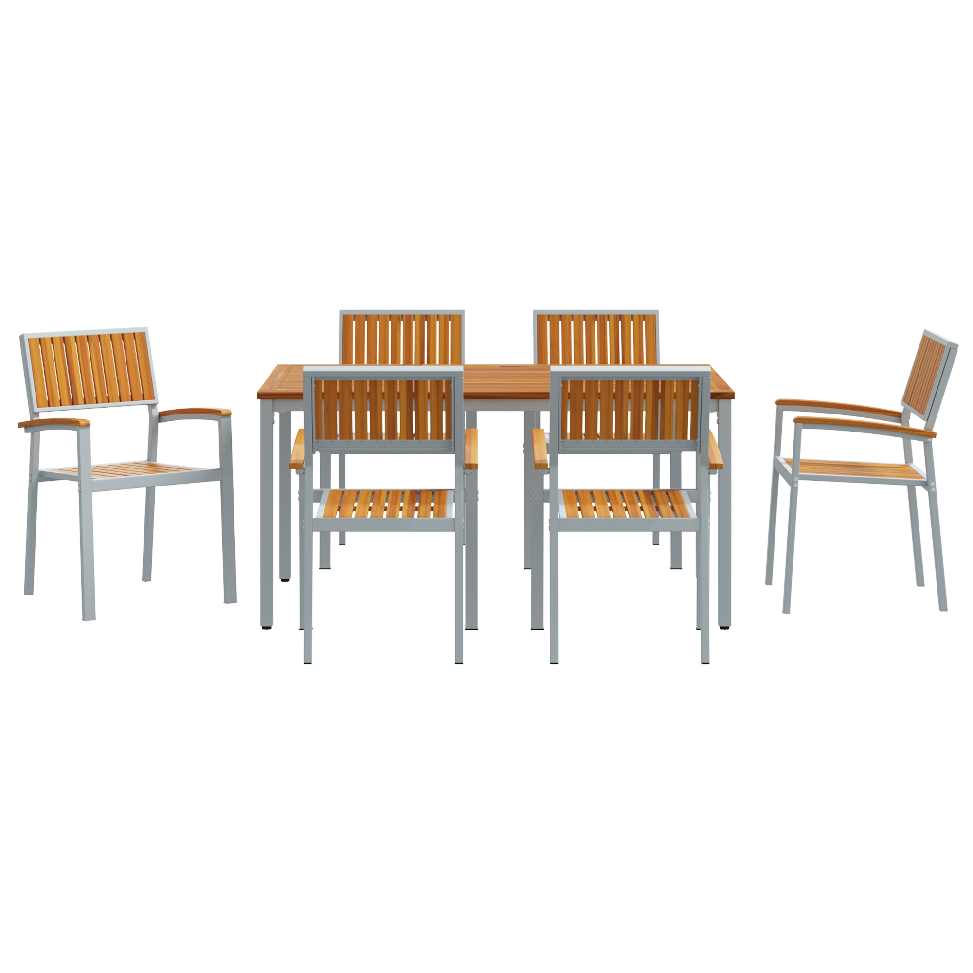 7 Piece Garden Dining Set Solid Wood Acacia and Metal - Image 7