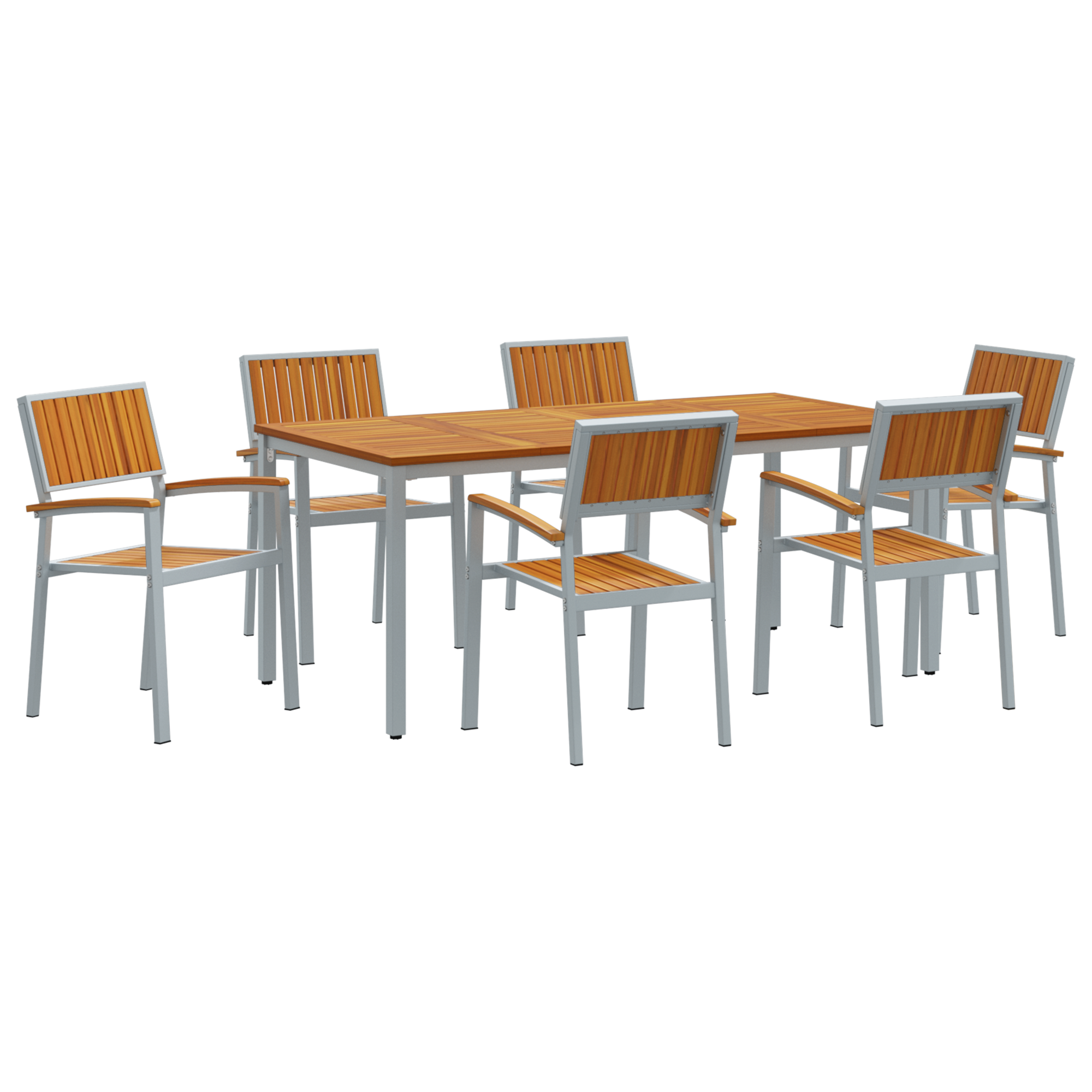 7 Piece Garden Dining Set Solid Wood Acacia and Metal - Image 2