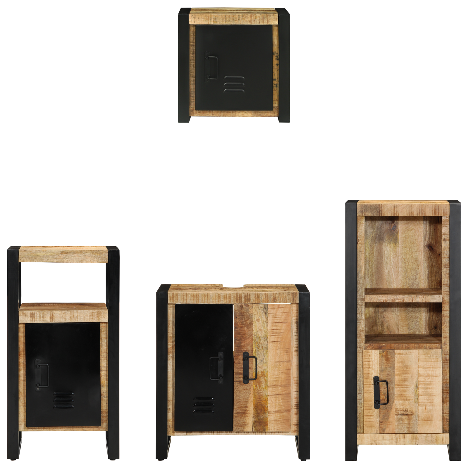 Badkamermeubelset met plank met opslag met de deur 4 pcs Bruin Massief Mango Hout | luizaXL | Dé meubelwinkel voor elk interieur Badkamermeubelset met plank met opslag met de deur 4 pcs Bruin Massief Mango Hout - Afbeelding 9