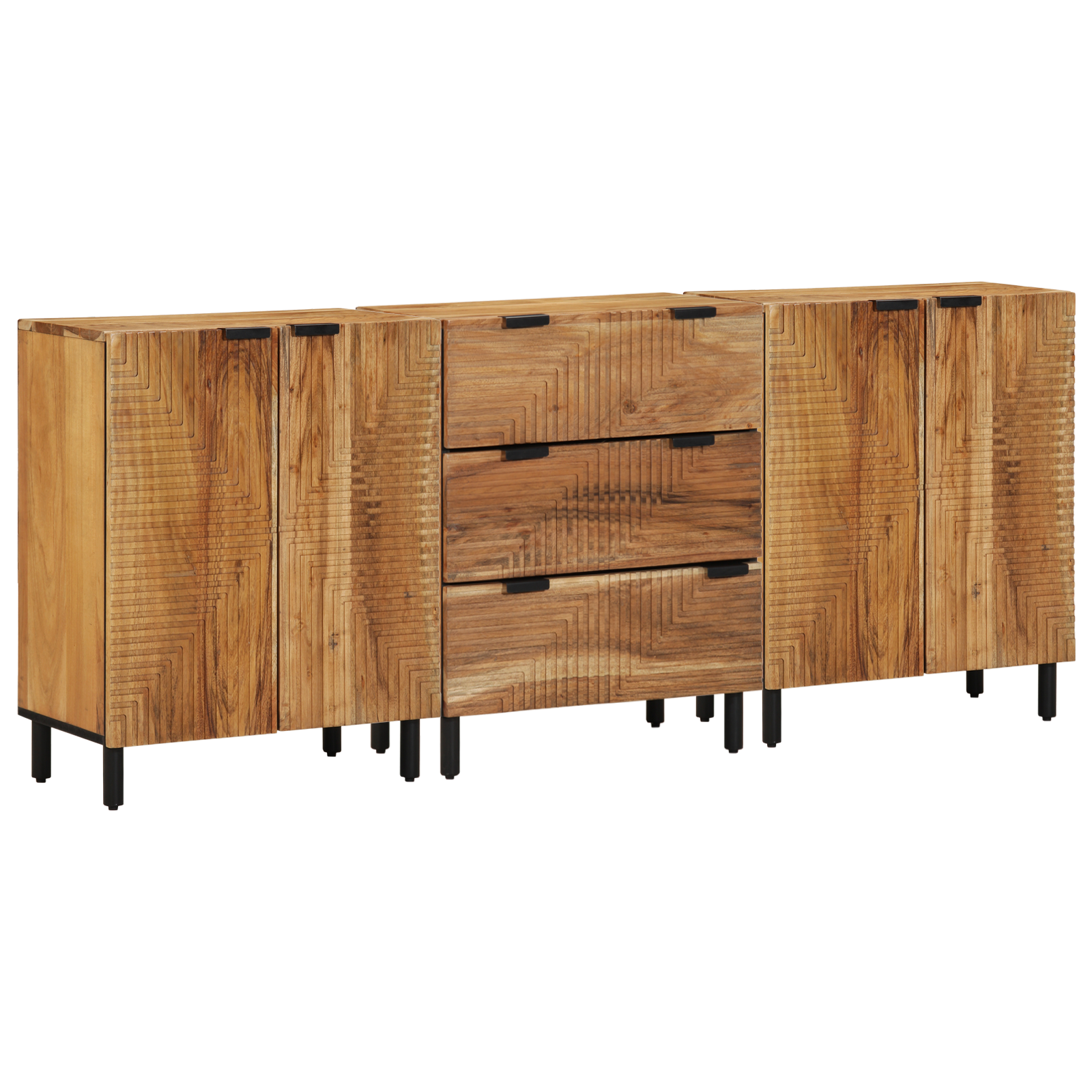 3-delige Dressoir Bruin 60x33x75 cm Massief Hout Acaciahout