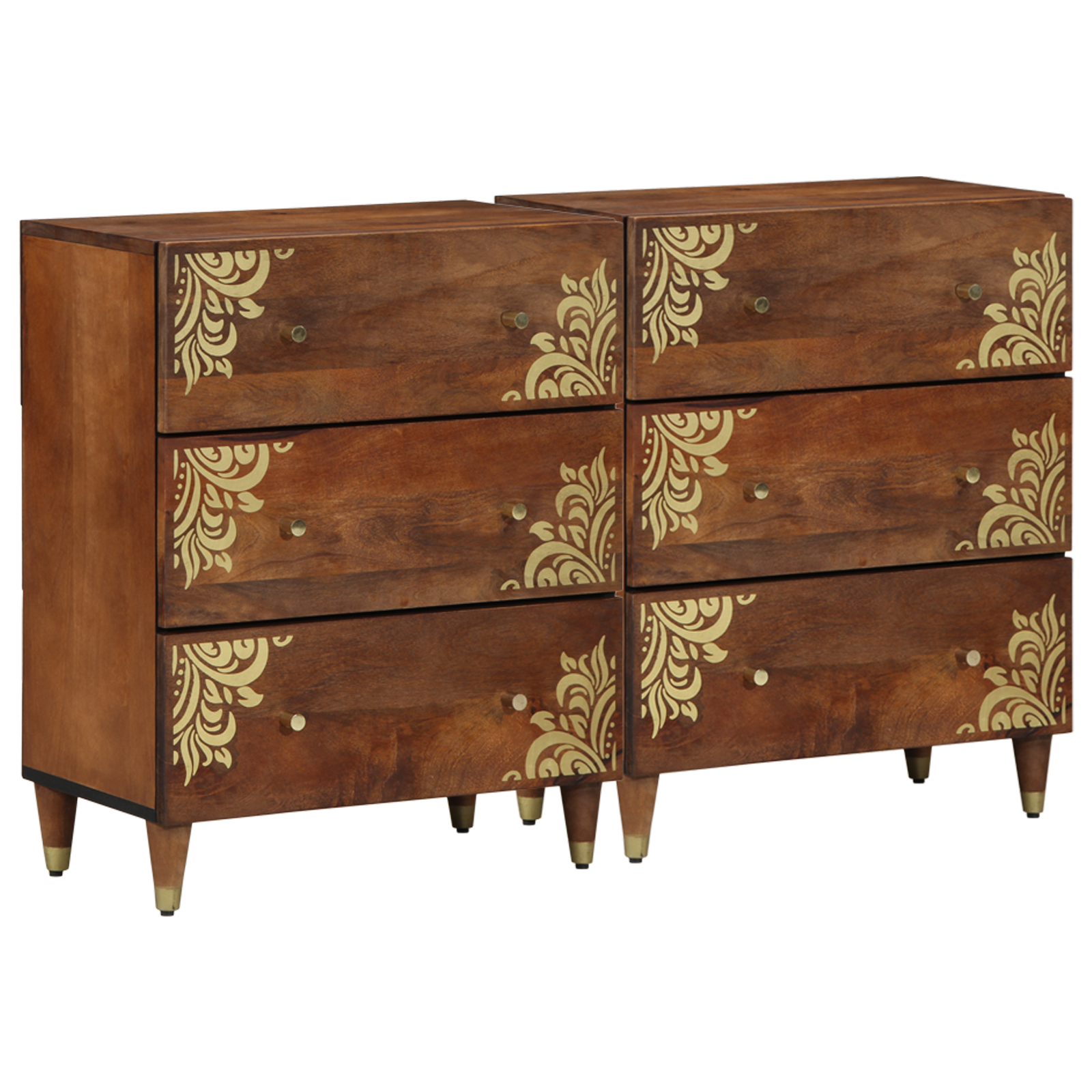 Dressoirs 2 st Honingbruin 60×33.5×75 cm Massief Ruw Hout Mango
