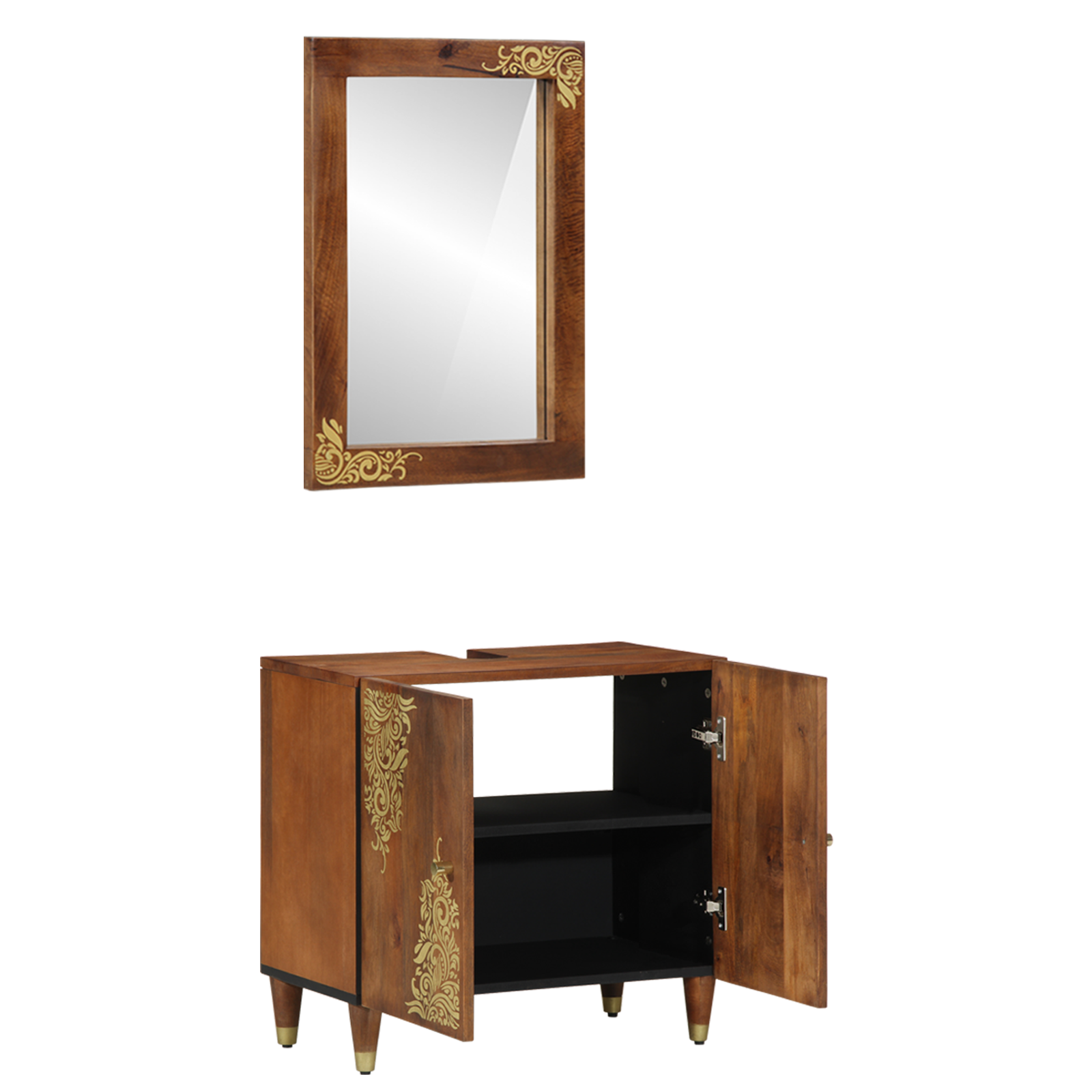 2 Piece Bathroom Furniture Set Solid Rough Wood Mango - Image 2