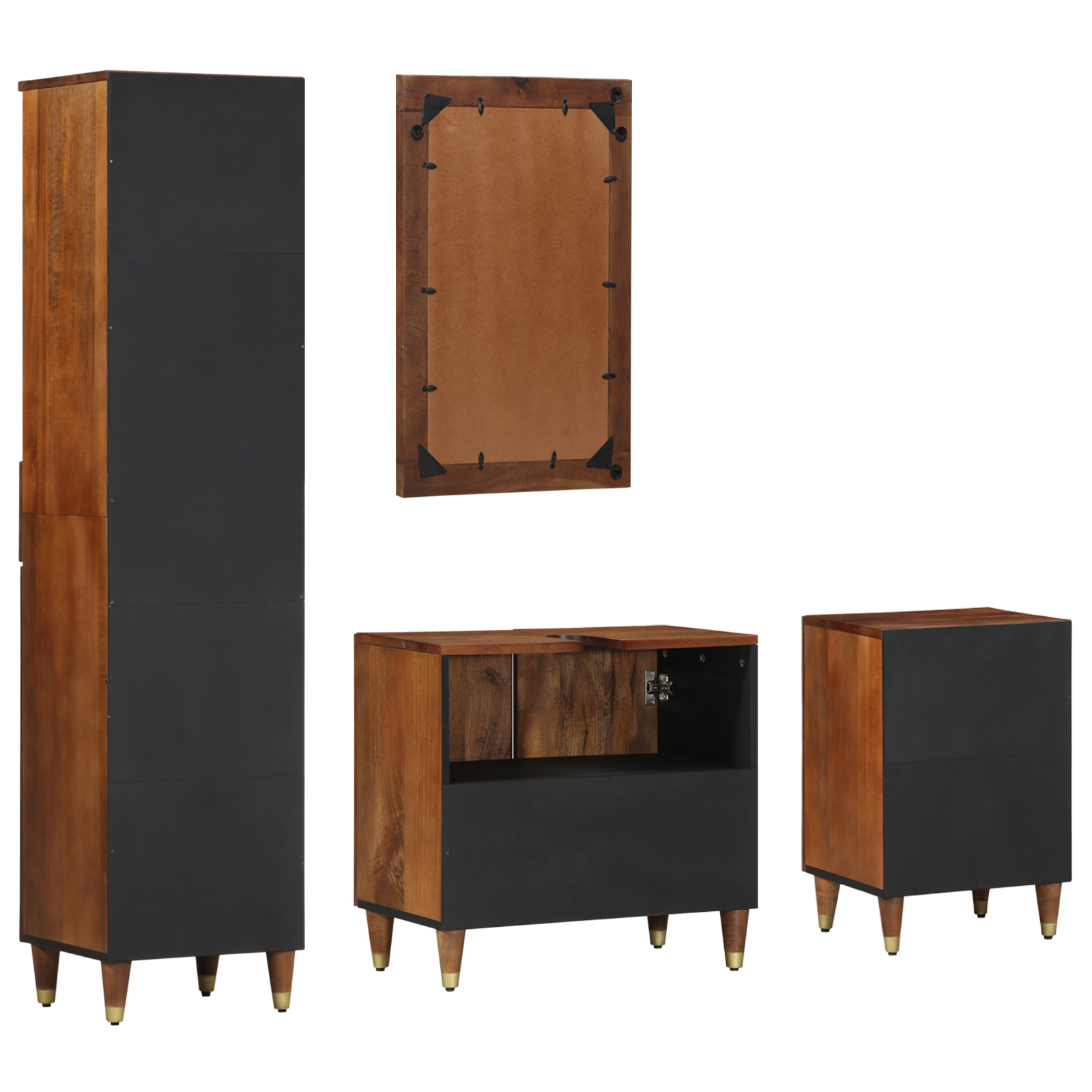 4 Piece Bathroom Furniture Set Solid Rough Wood Mango - Image 8