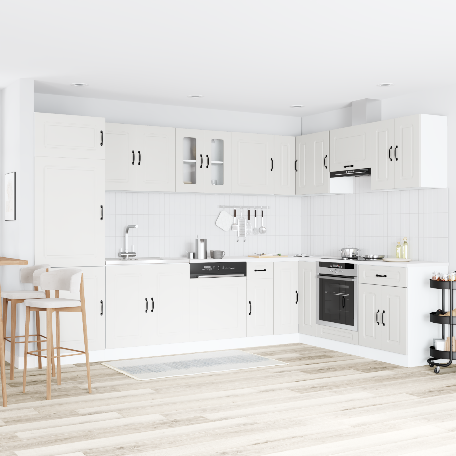 vidaXL Dulap de bucătărie cu ușă Kalmar 2 pcs Alb 80 x 46 x 81.5 cm