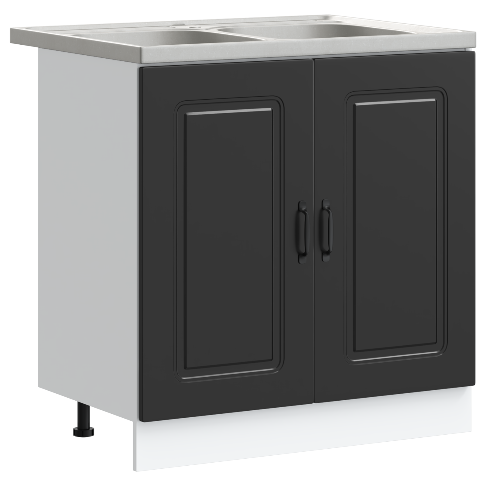 Kitchen Cabinet ""Kalmar"" with Double Basins Black Engineered wood - Image 2