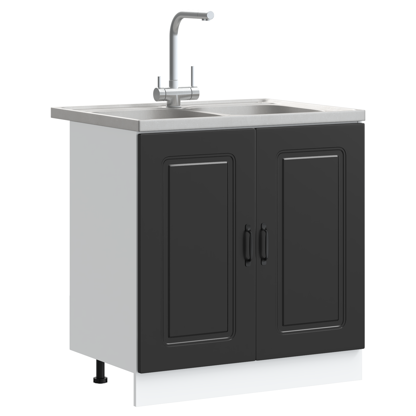 Kitchen Cabinet ""Kalmar"" with Double Basins Black Engineered wood - Image 3