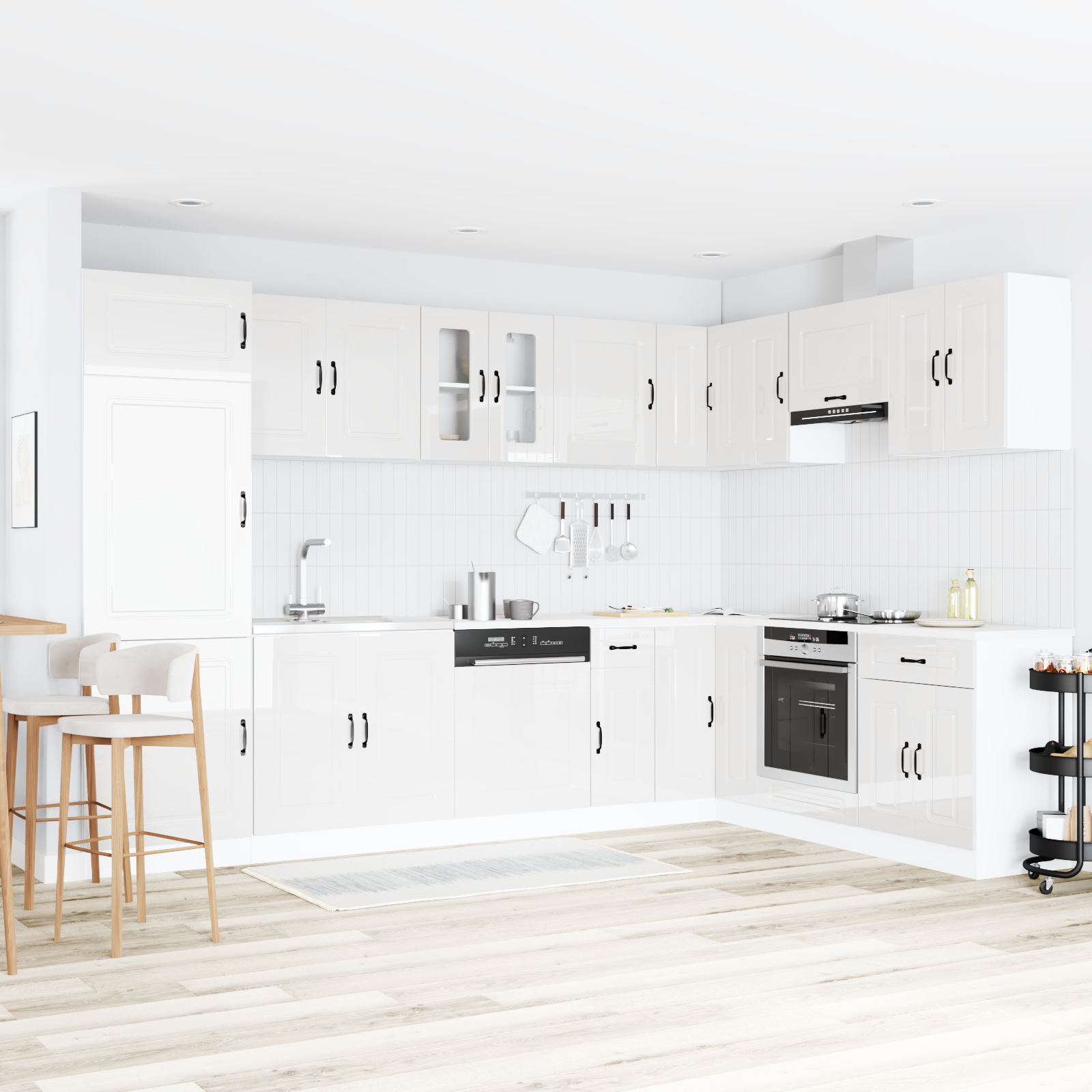 vidaXL Dulap de bucătărie cu ușă Kalmar 2 pcs Alb 80 x 46 x 81.5 cm