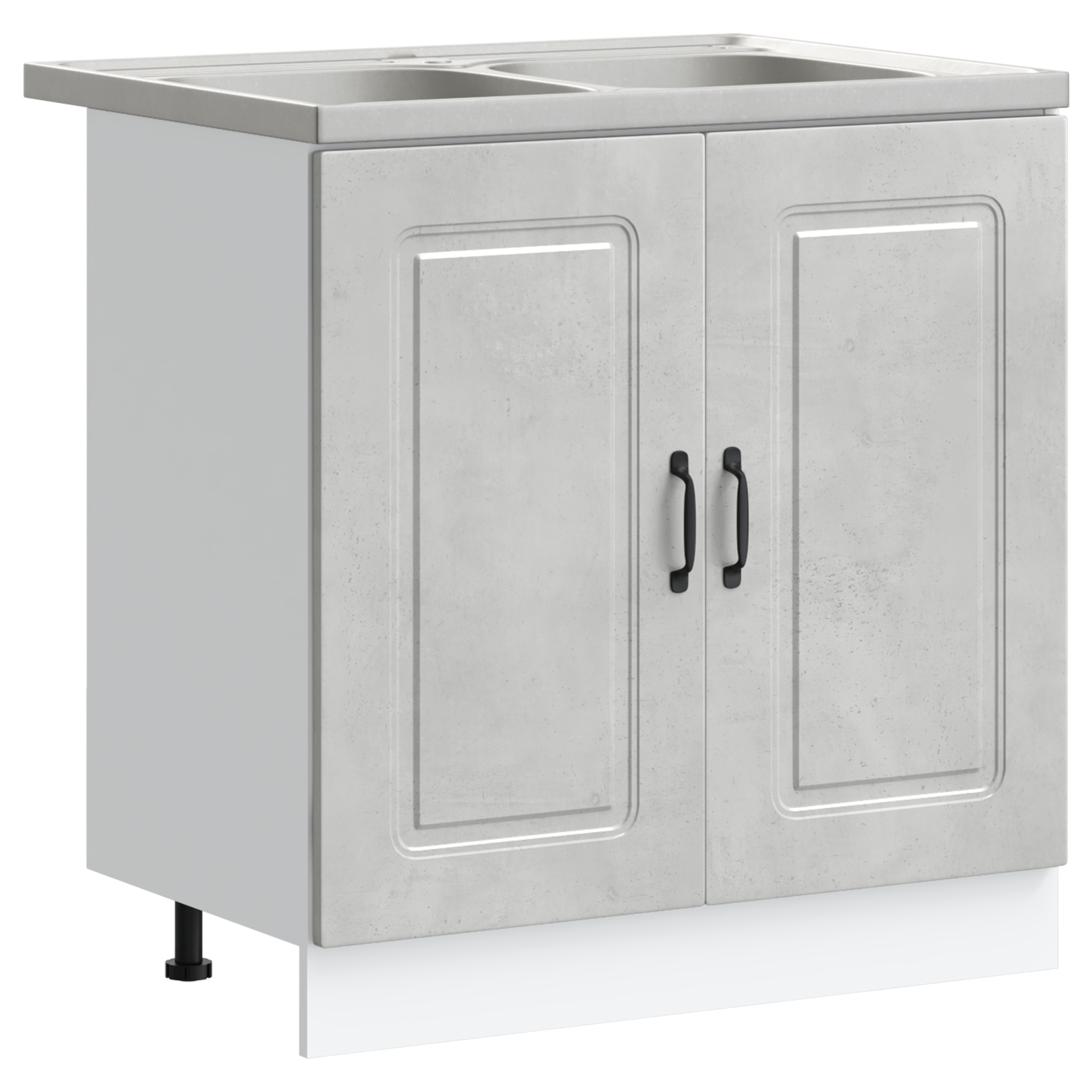 Kitchen Cabinet ""Kalmar"" with Double Basins Concrete Grey Engineered wood - Image 2