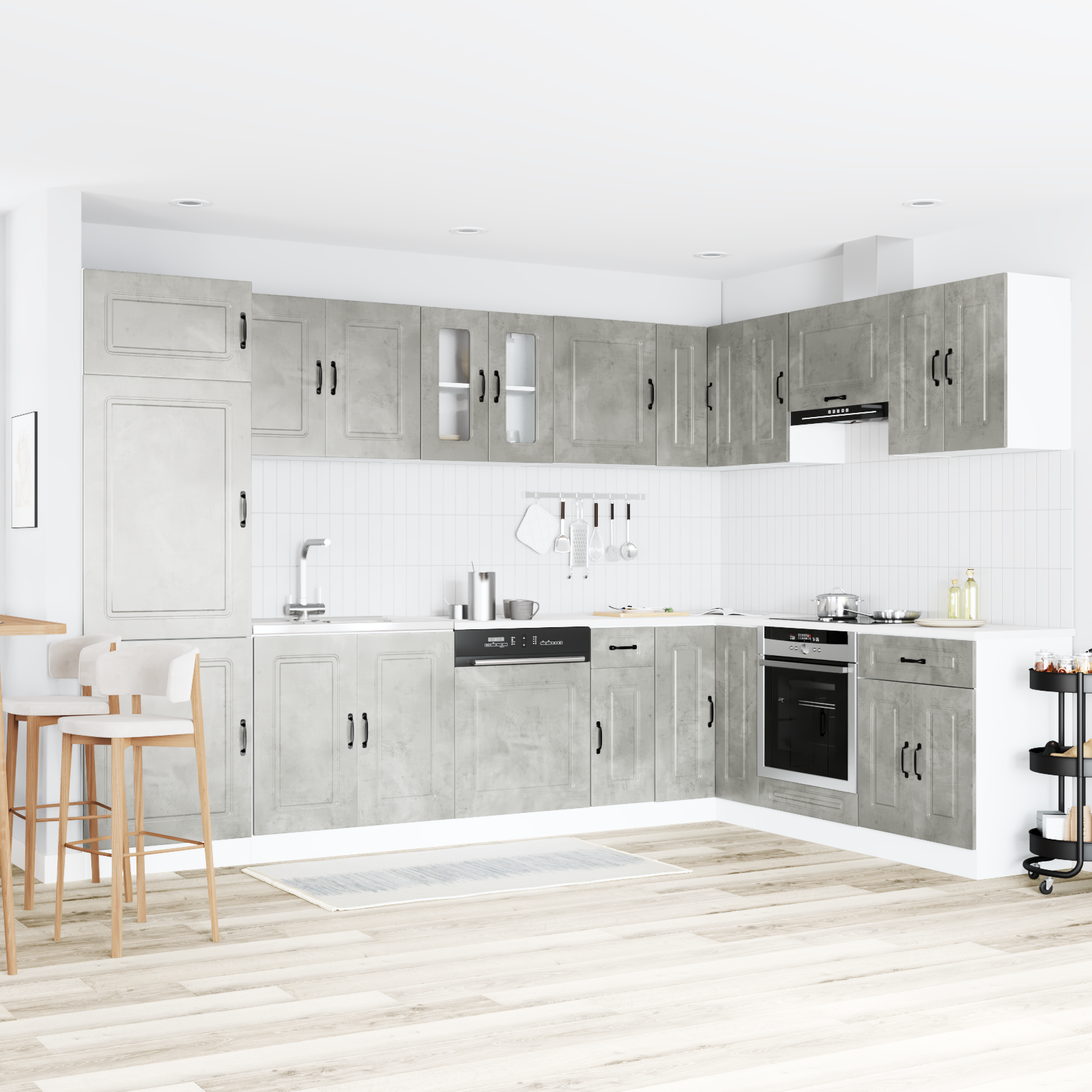 vidaXL Dulap de bucătărie cu ușă Kalmar 2 pcs Gri 80 x 46 x 81.5 cm