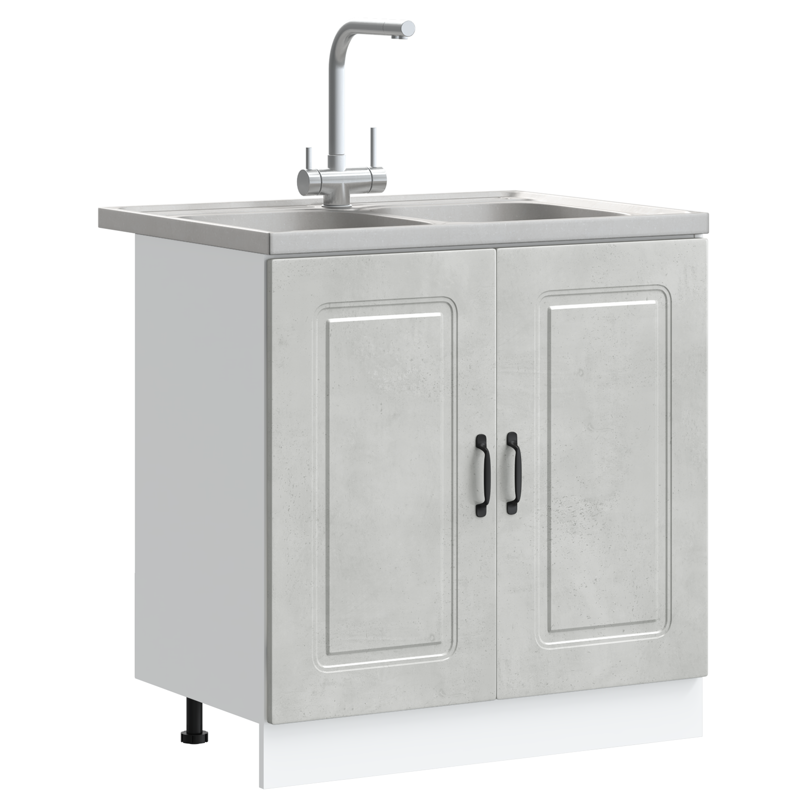 Kitchen Cabinet ""Kalmar"" with Double Basins Concrete Grey Engineered wood - Image 3