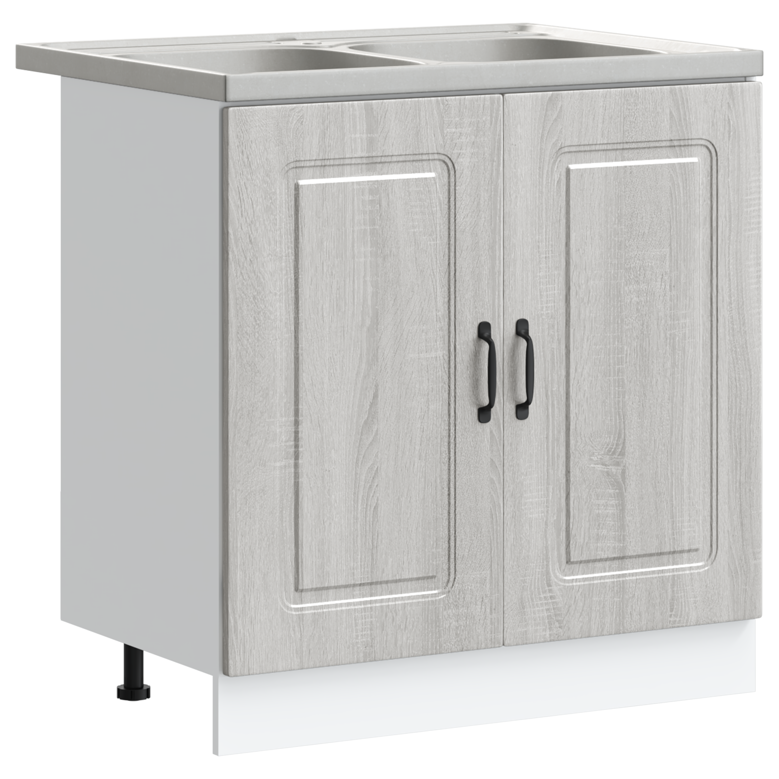 Kitchen Cabinet ""Kalmar"" with Double Basins Grey Sonoma Engineered wood - Image 2