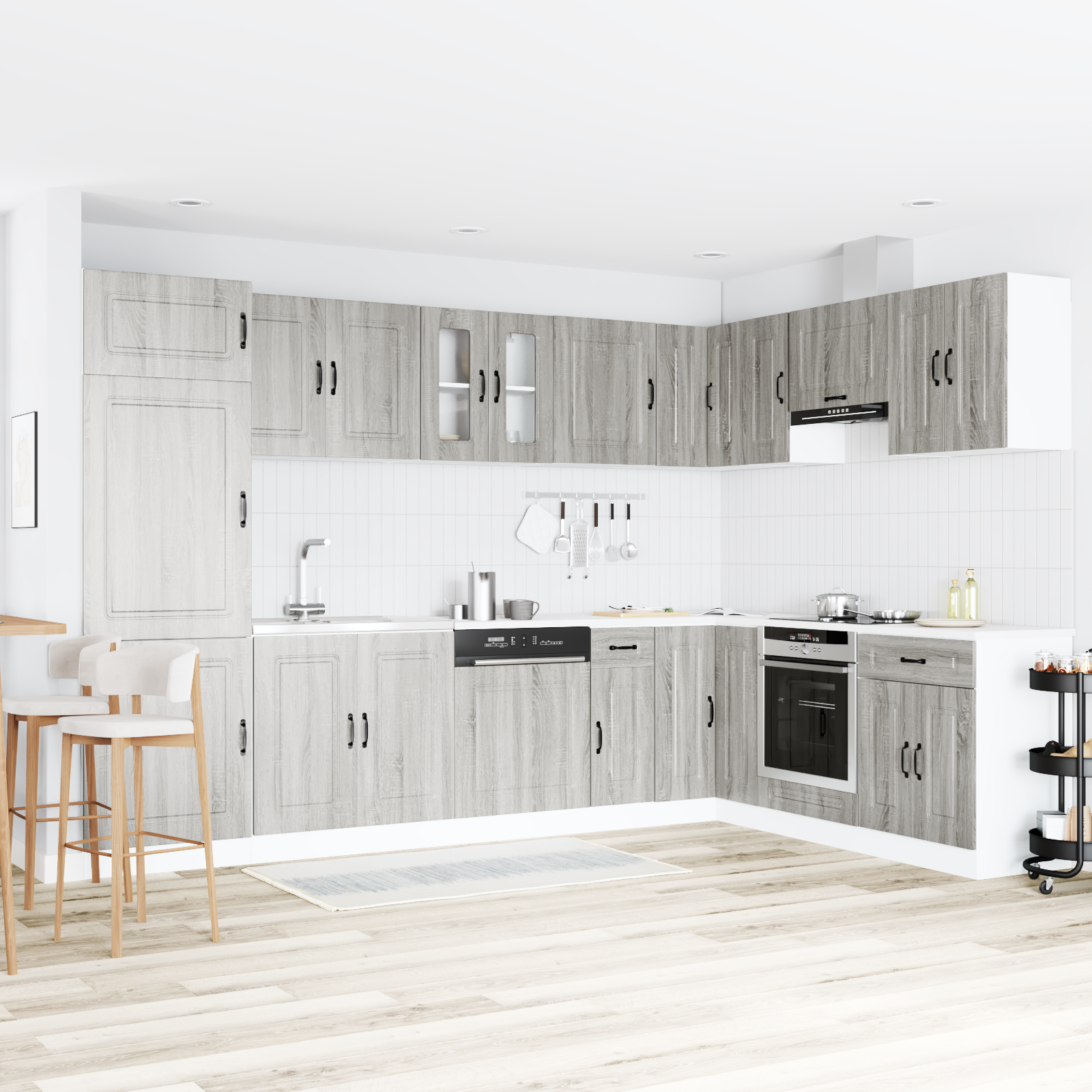 vidaXL Dulap de bucătărie cu ușă Kalmar 2 pcs Gri 80 x 46 x 81.5 cm