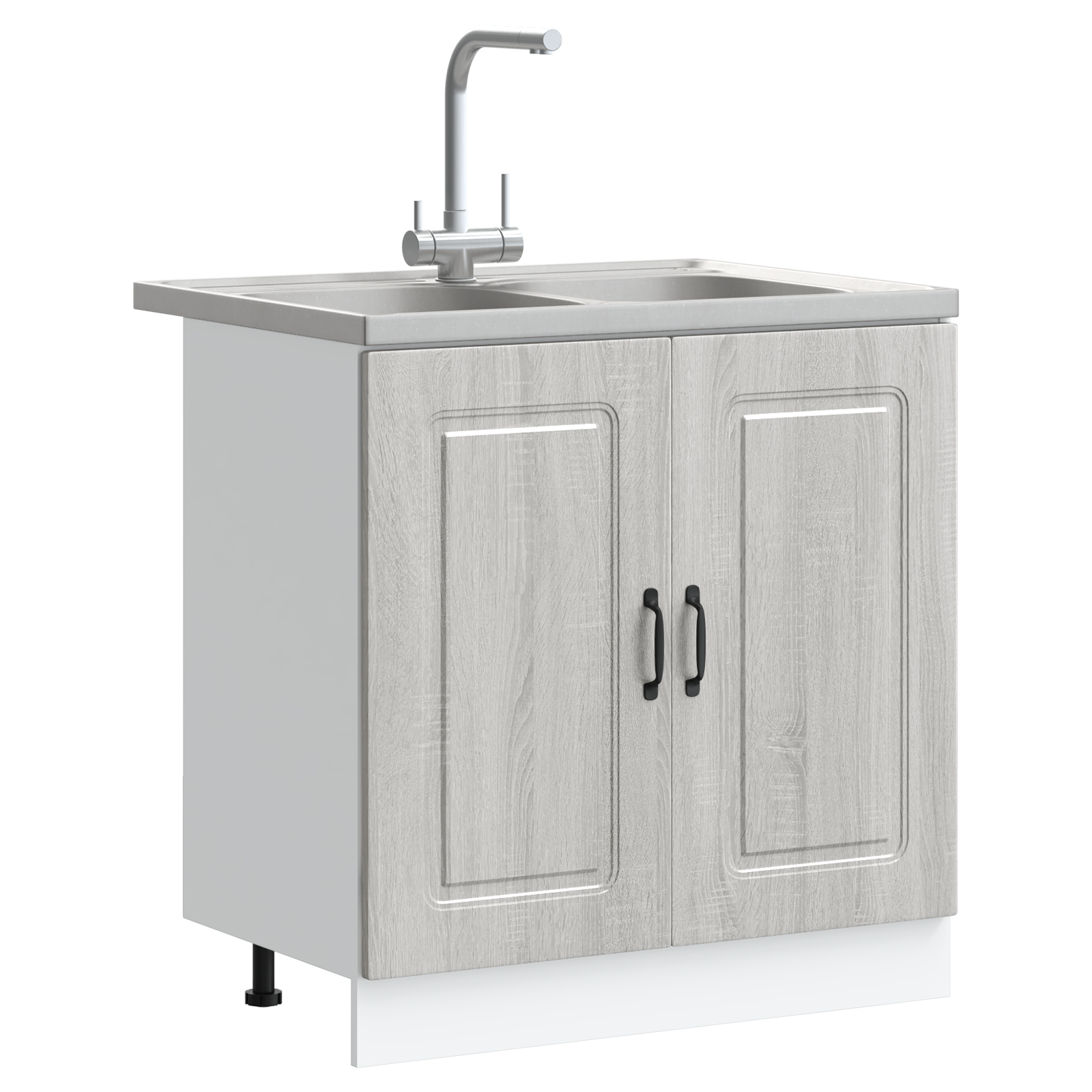 Kitchen Cabinet ""Kalmar"" with Double Basins Grey Sonoma Engineered wood - Image 3