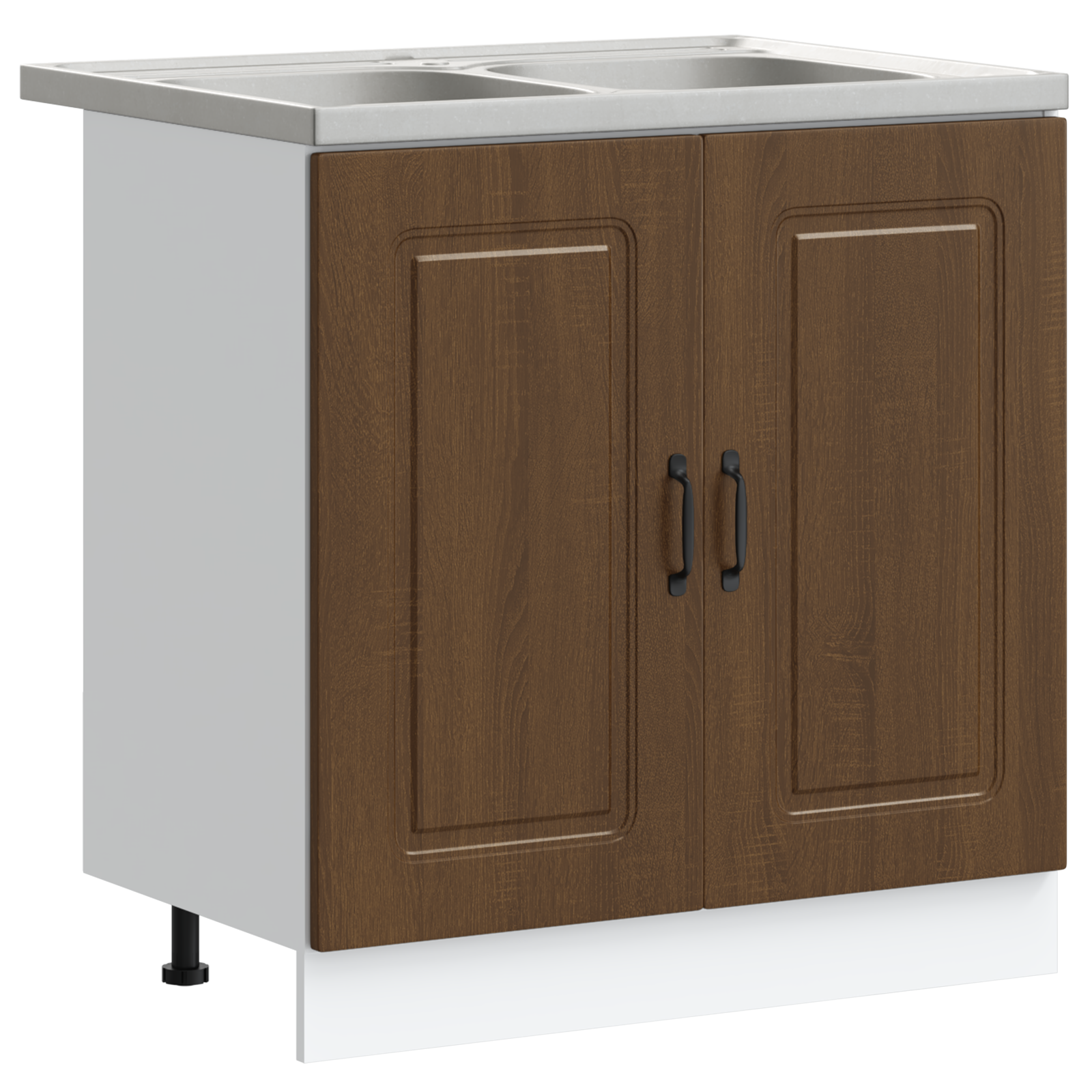 Kitchen Cabinet ""Kalmar"" with Double Basins Brown Oak Engineered wood - Image 2