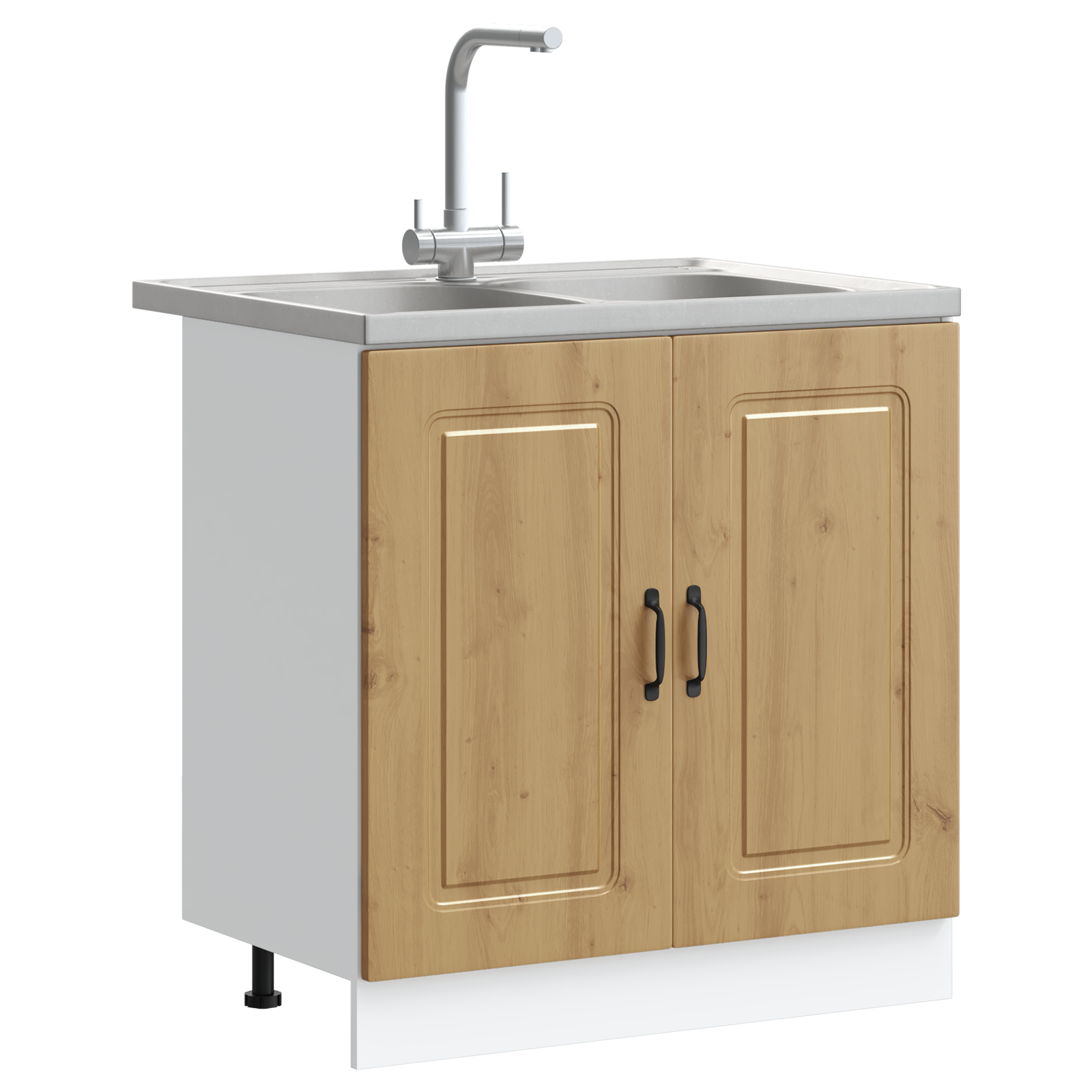 Kitchen Cabinet ""Kalmar"" with Double Basins Artisan Oak Engineered wood - Image 3