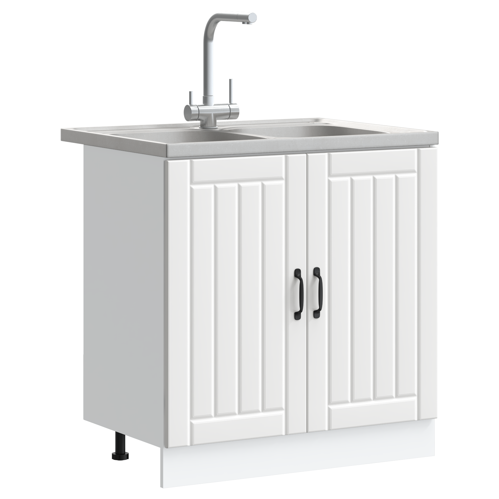 Köögikapp uksega Lucca 2 pcs Valge 80 x 46 x 81.5 cm Tehispuit - Image 3