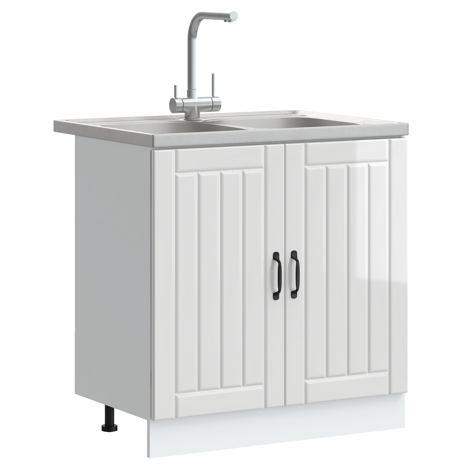 Köögikapp uksega Lucca 2 pcs Valge 80 x 46 x 81.5 cm Tehispuit - Image 3