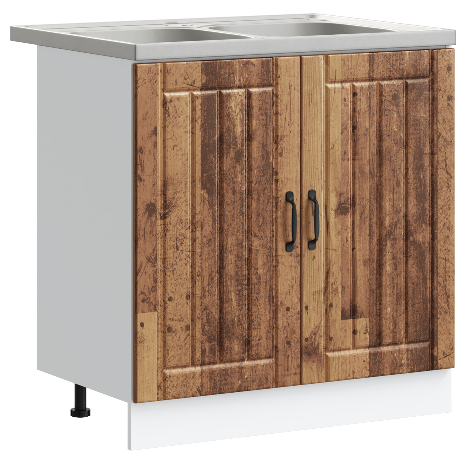 Kitchen Cabinet 'Lucca' with Double Basins - Old Wood, Engineered Wood - Image 2