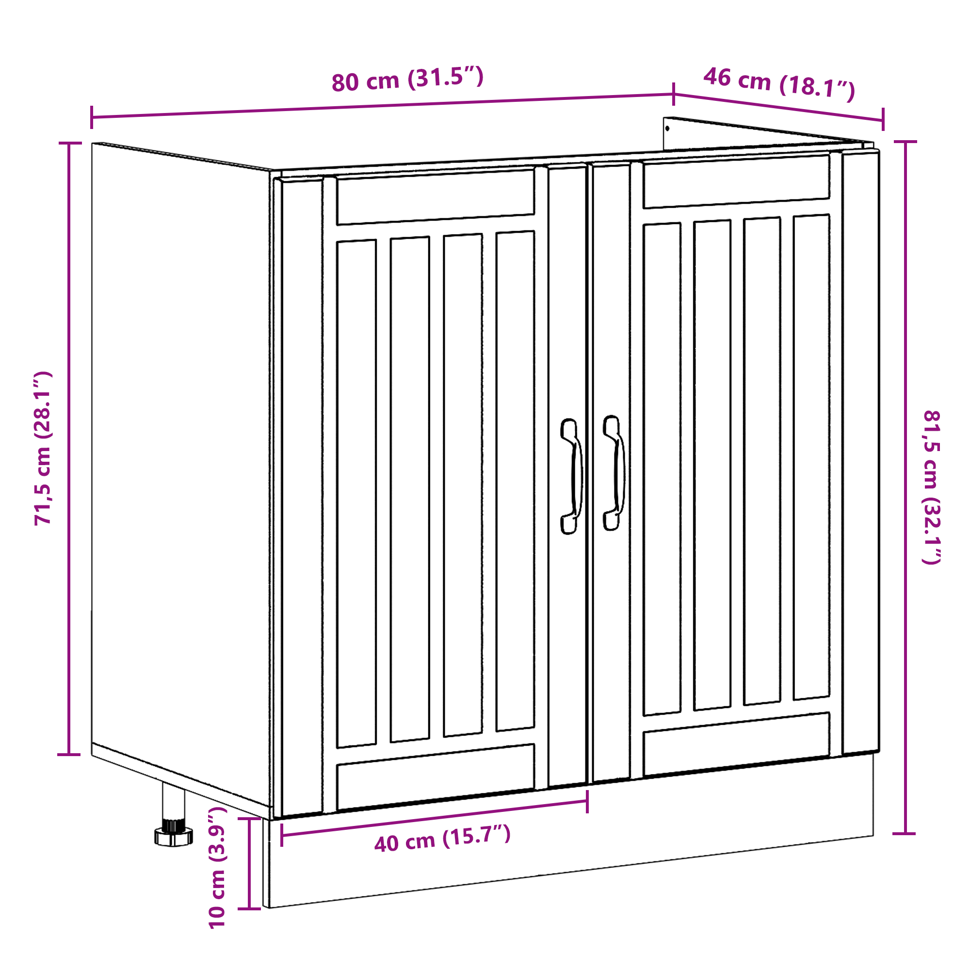 Kitchen Cabinet 'Lucca' with Double Basins - Old Wood, Engineered Wood - Image 10