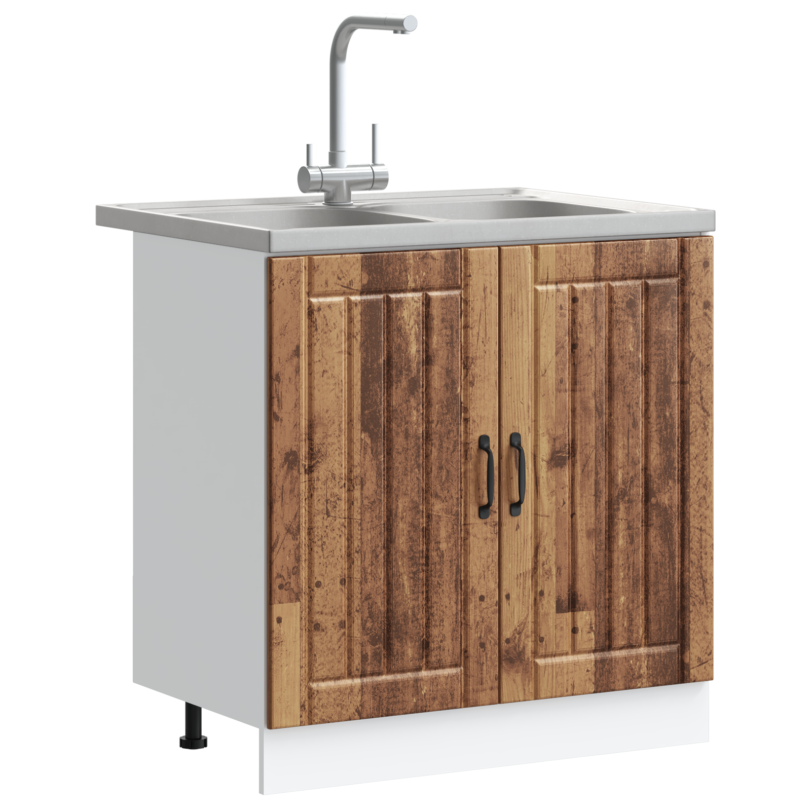 Kitchen Cabinet 'Lucca' with Double Basins - Old Wood, Engineered Wood - Image 3